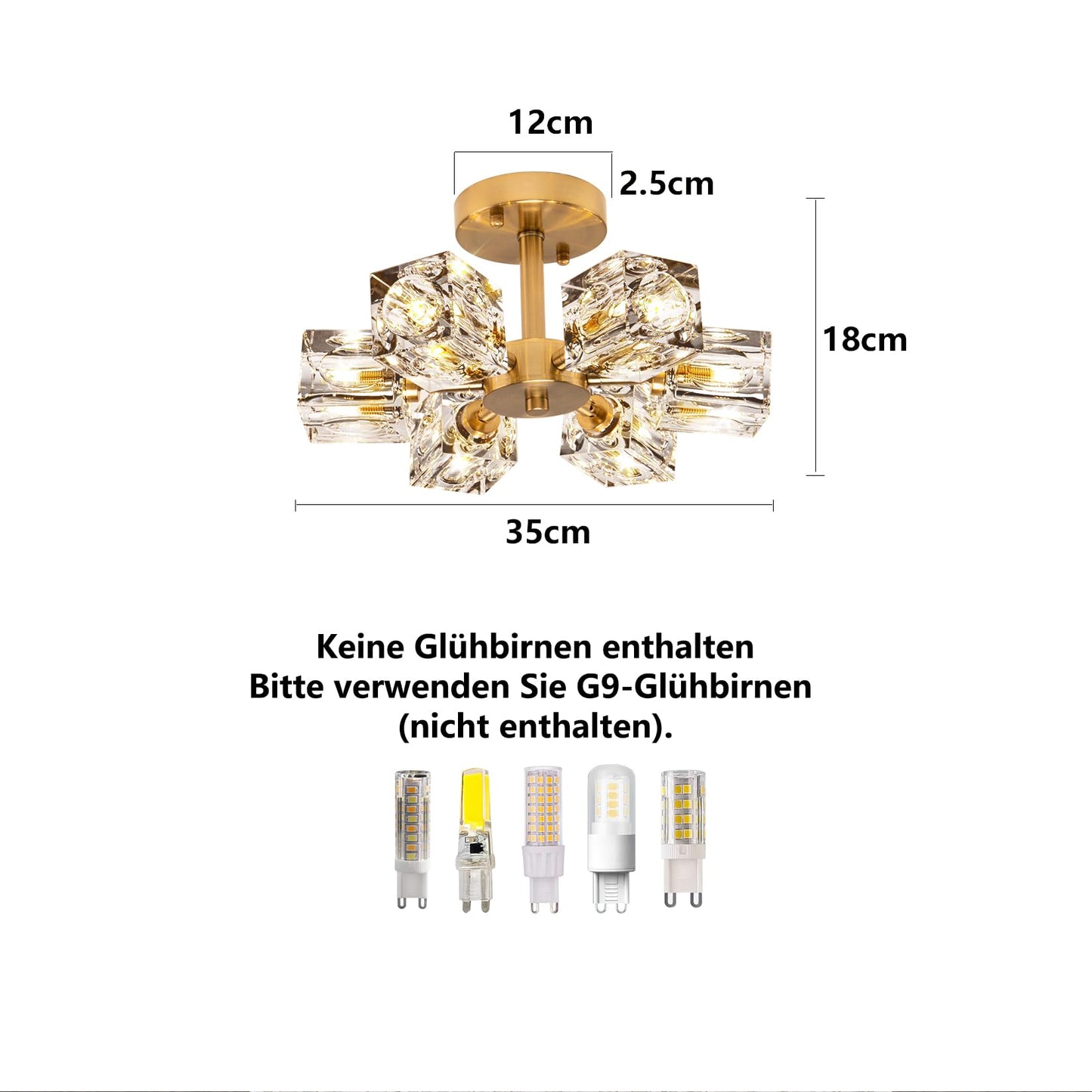 JUJUQI Moderne Kristall-Kronleuchter,Gold Hängeleuchte, K9 quadratischer Kristall Häengelampe mit 8 Lichtern,Würfel-Schirm, hängende Deckenleuchte für Esszimmer, Schlafzimmer, Wohnzimmer