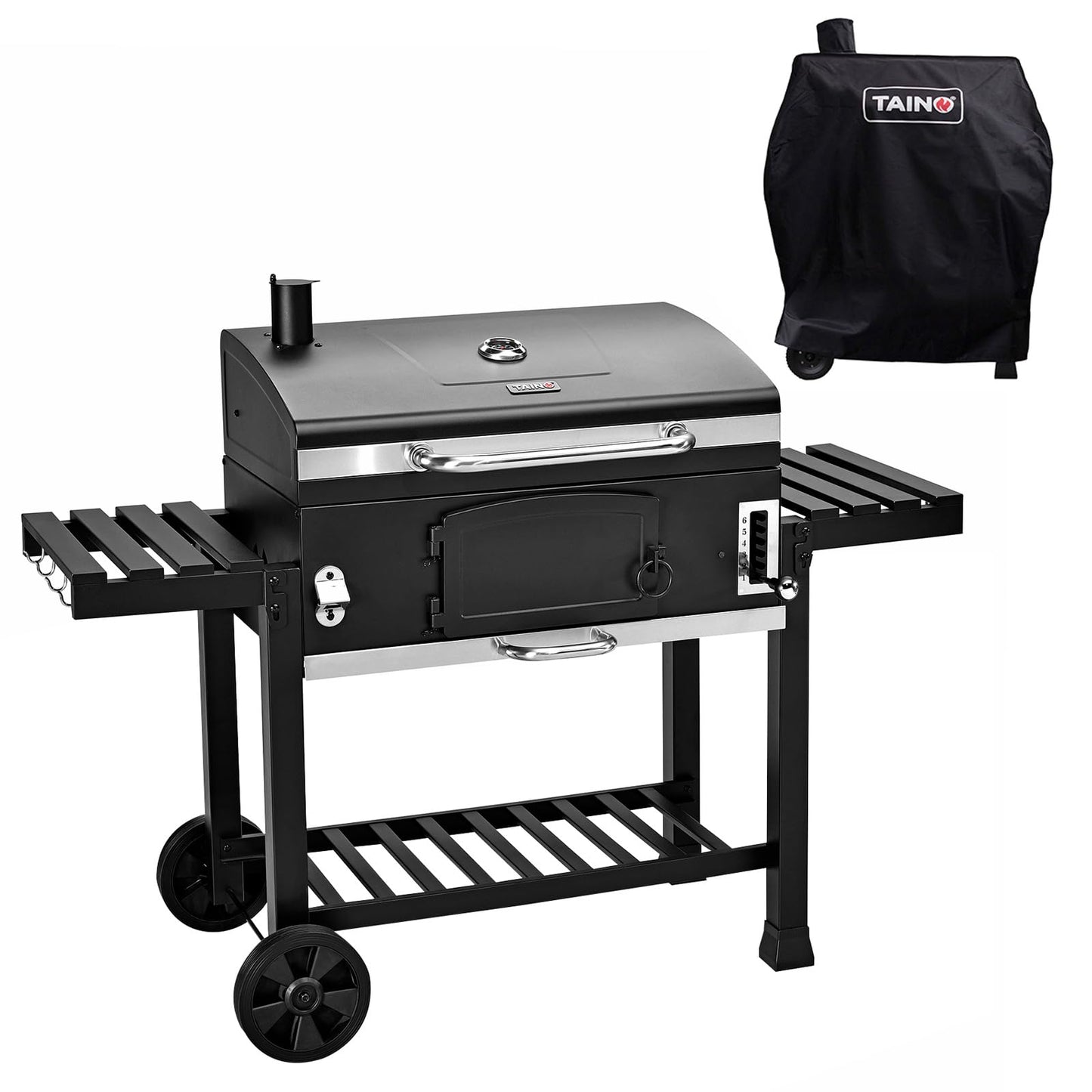 TAINO Hero Smoker Small BBQ Grill Trolley Charcoal Grill Fireplace Stand Grill Smoker Oven Grill Grate