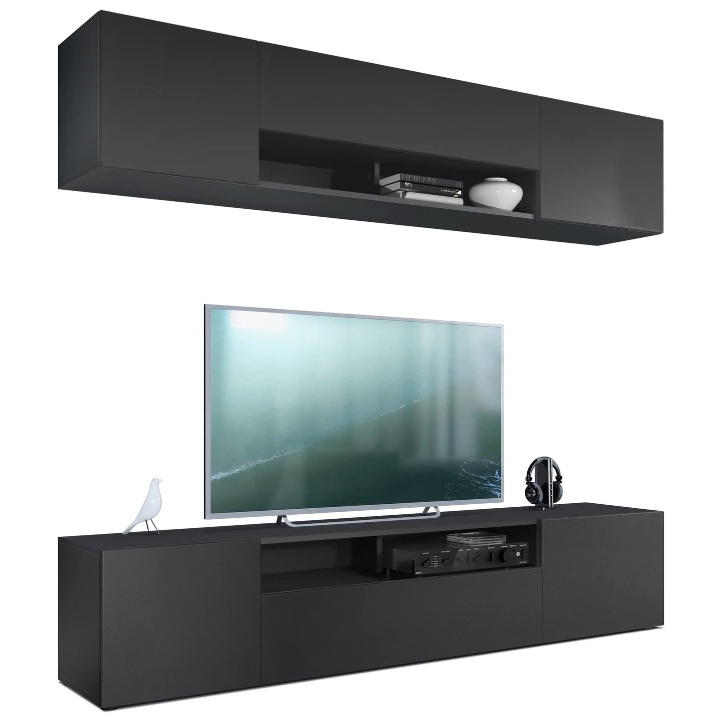 Vladon Mogan Wall Unit Black
