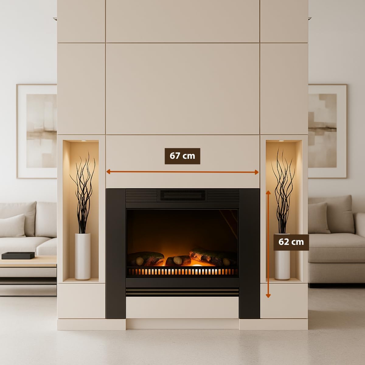 54211 Chicago Heater LED Electrical fireplace 1800 W - 67 x 23 x 62 cm - Black