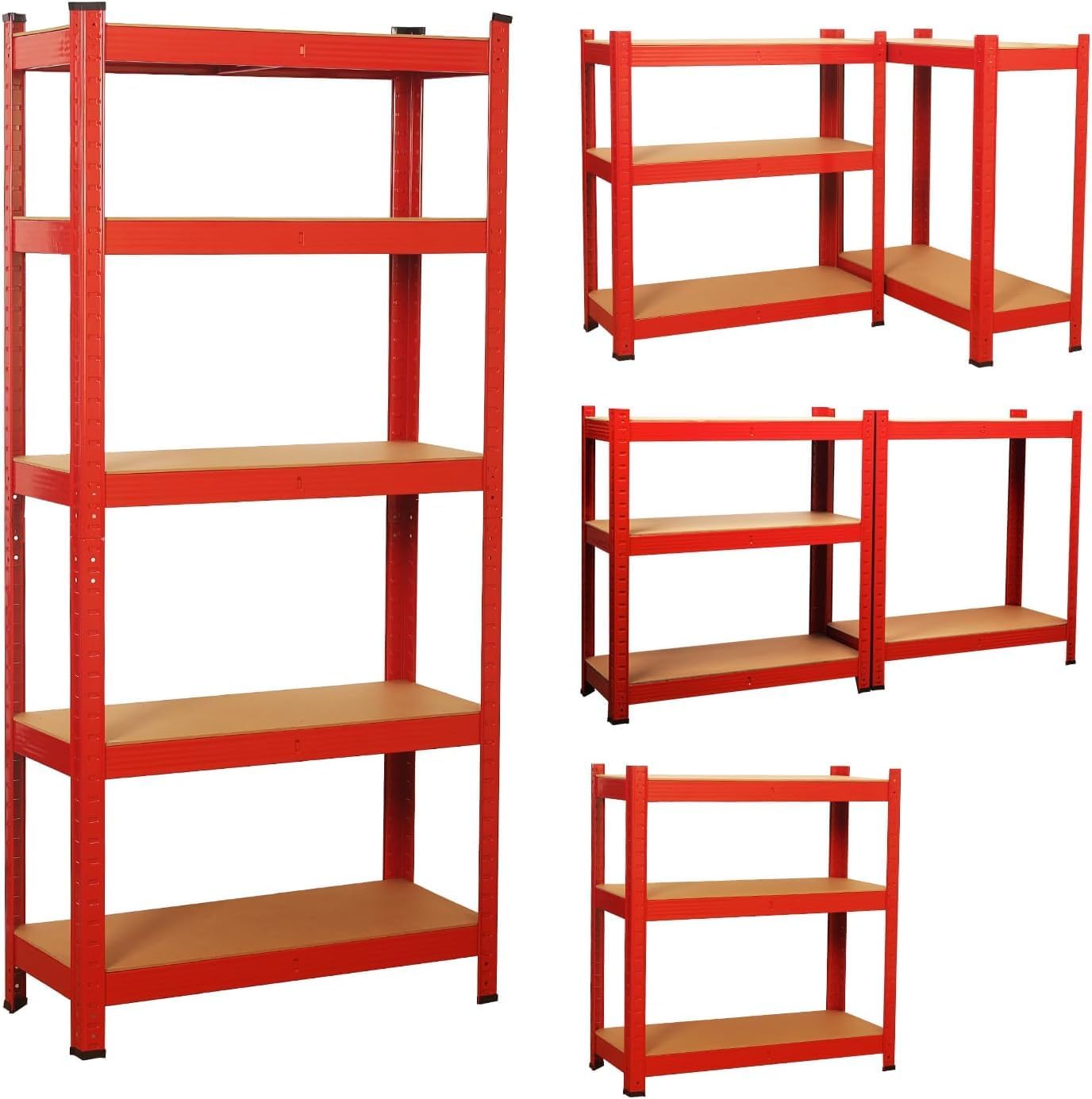 SIGNZWORLD Premium Heavy Duty Shelving Unit 150 x 70 x 30 cm, Mounting Material 875 kg Load Capacity, 5 Adjustable Sturdy Shelving MDF Panels for Storage Shelving Basement Shelving Garage Cellar Room
