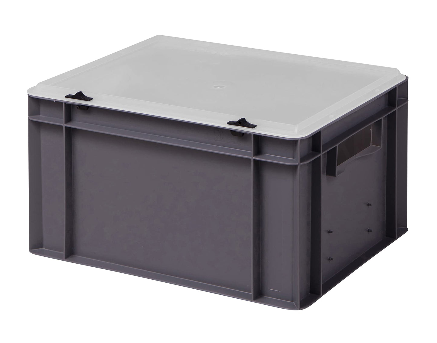 Design Eurobox Stacking Box Storage Container Plastic Box in 5 Colours and 16 Sizes with Transparent Lid (Matte) (Grey, 60 x 40 x 33 cm)
