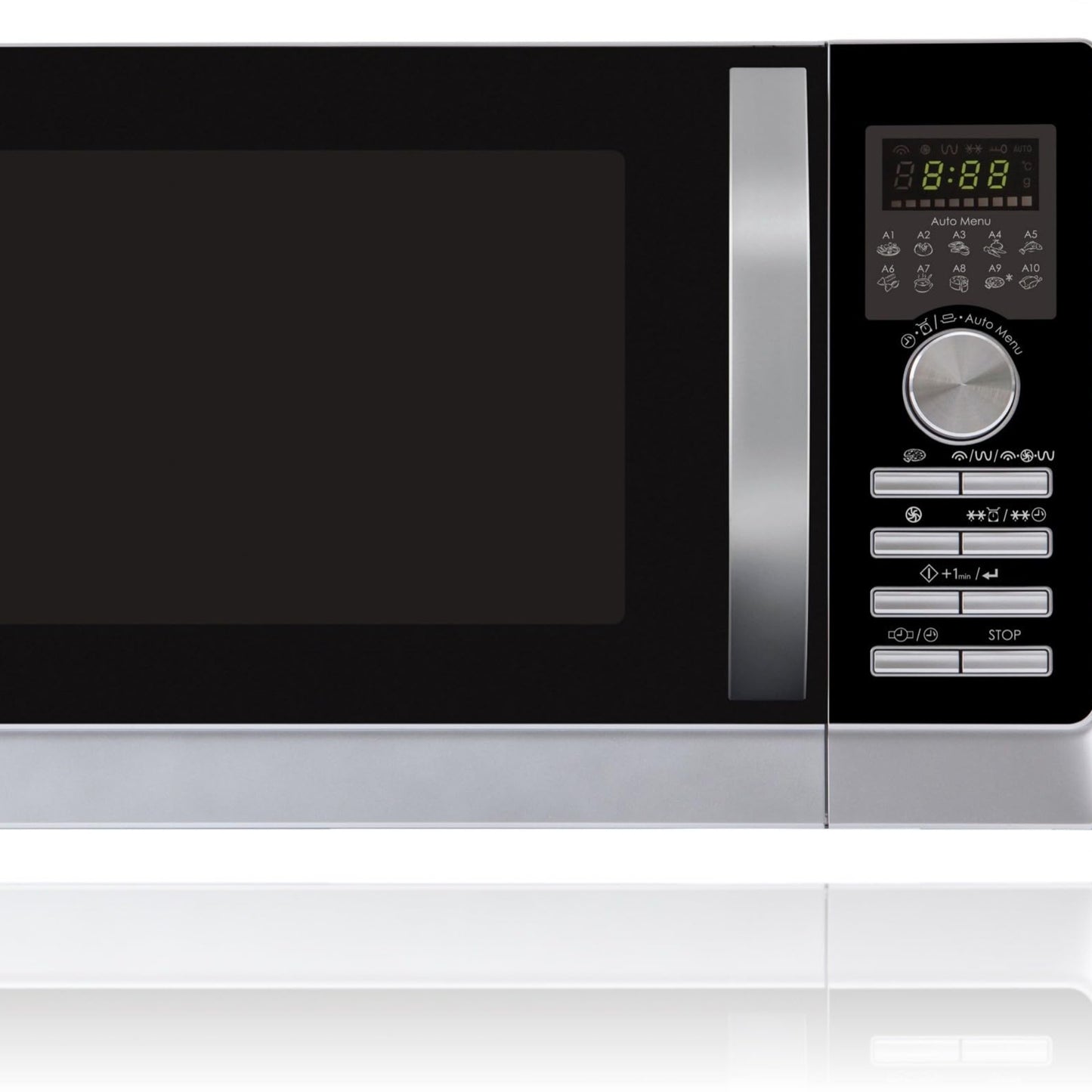 Sharp R843INW 3-in-1 microwave with hot air, grill and convection / 25 L / 800 W / 1000 W grill / 2500 convection / 10 automatic programs / pizza program / metal turntable (30 cm) / silver