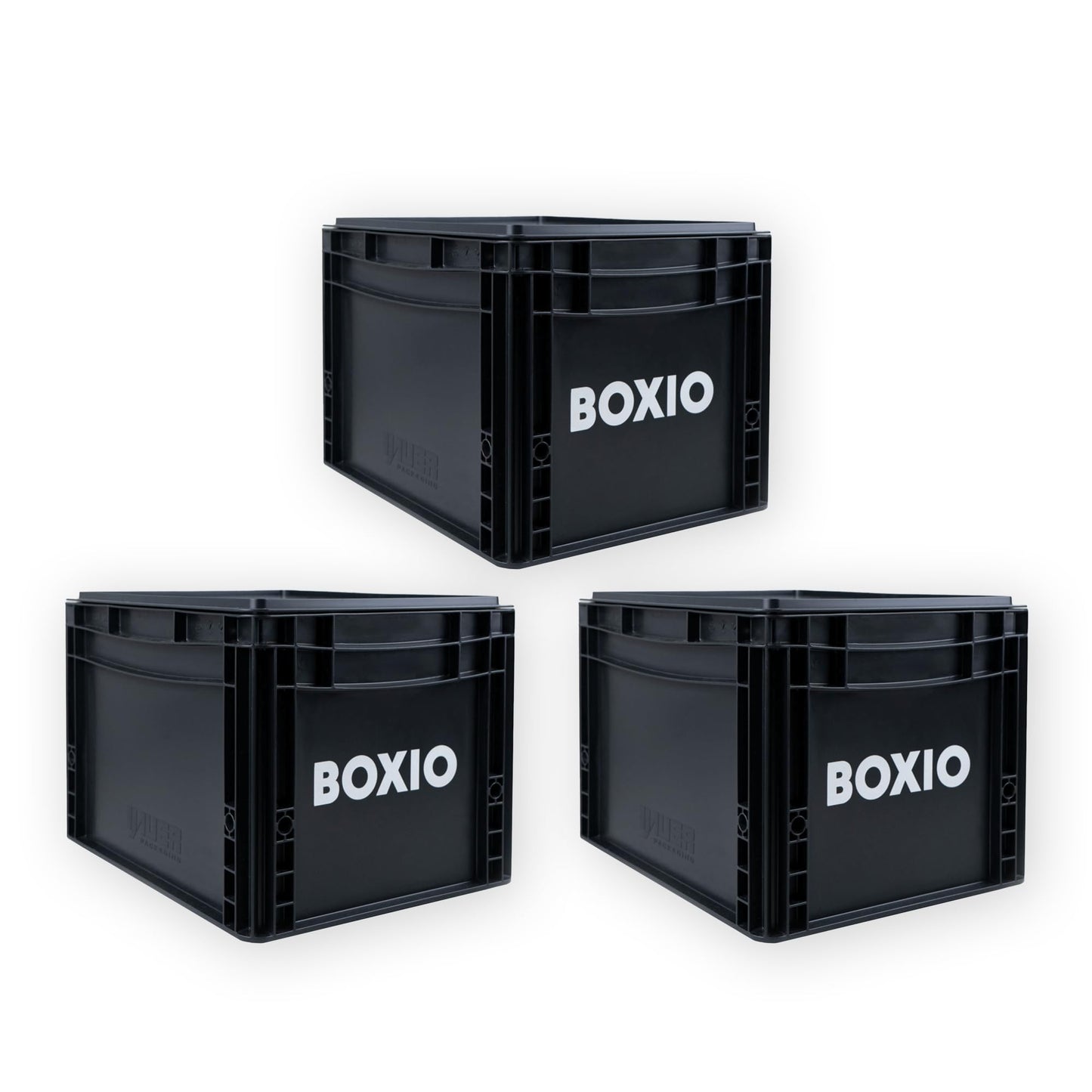 BOXIO Solo: Storage Box with Lid - Eurobox 40 x 30 x 28 cm - Perfect Plastic Box Transport Box Made of Plastic for Camping, Boat, Cellar or Garden - Stackable with Other Euro Boxes