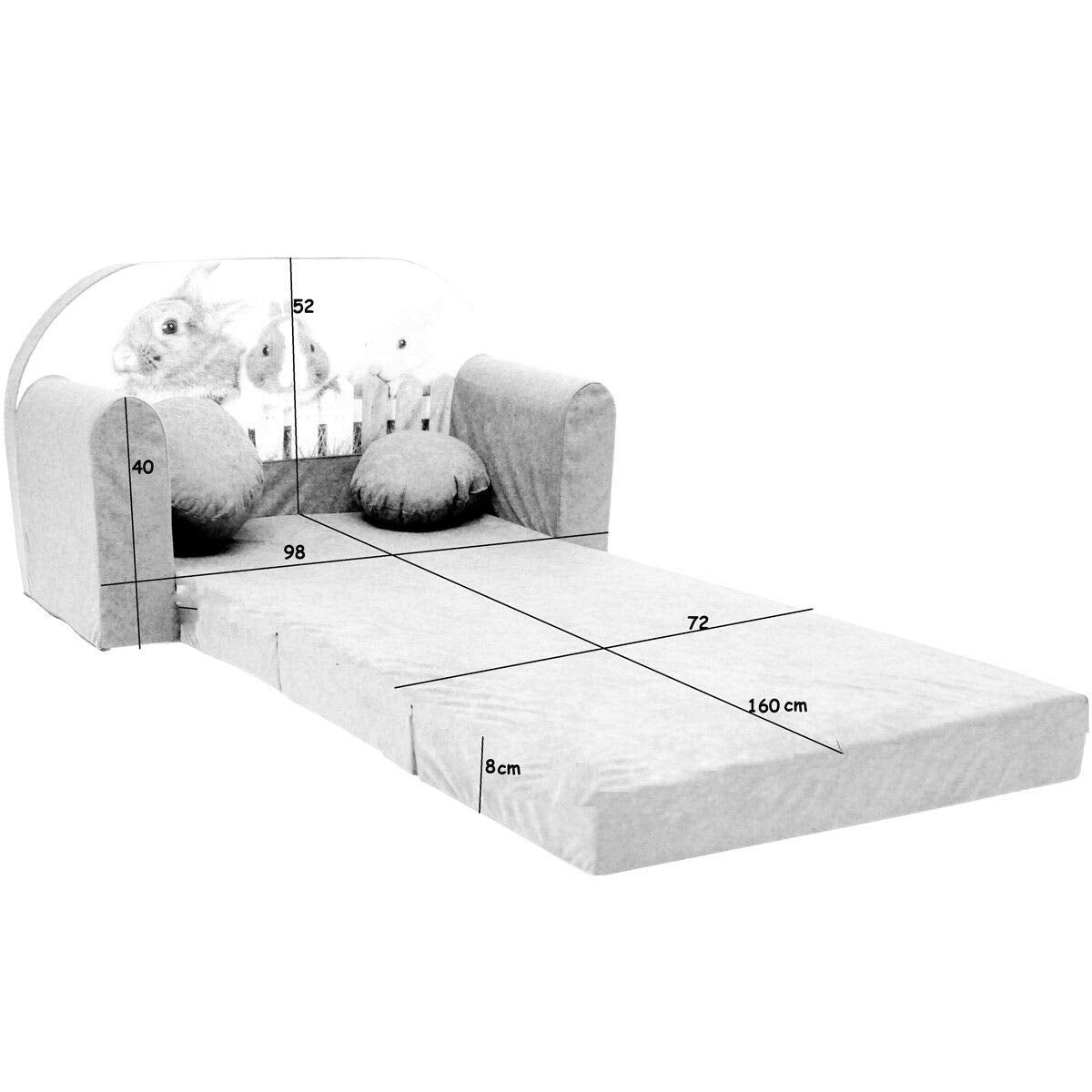 Children's Sofa with Sleep Function Foldable 3-in-1 Children's Sofa Play Sofa with Bed Function Girls Boys Bean Bag Mini Sofa Bed Children's Room Sleeping Chair (A39)