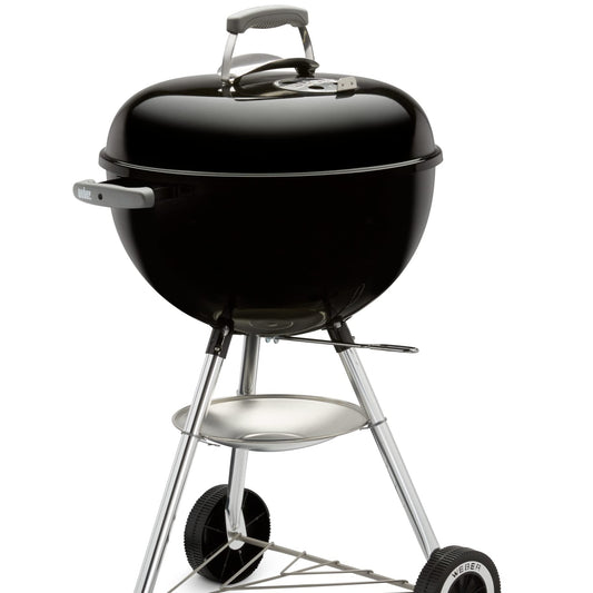 Weber Compact Kettle Charcoal Grill, Diameter 47 cm Grill Area, BBQ Grill with Porcelain Enamelled Lid and Kettle, Tripod Stand & Wheels, Chrome-Plated Cooking Grate, Black (1221004)