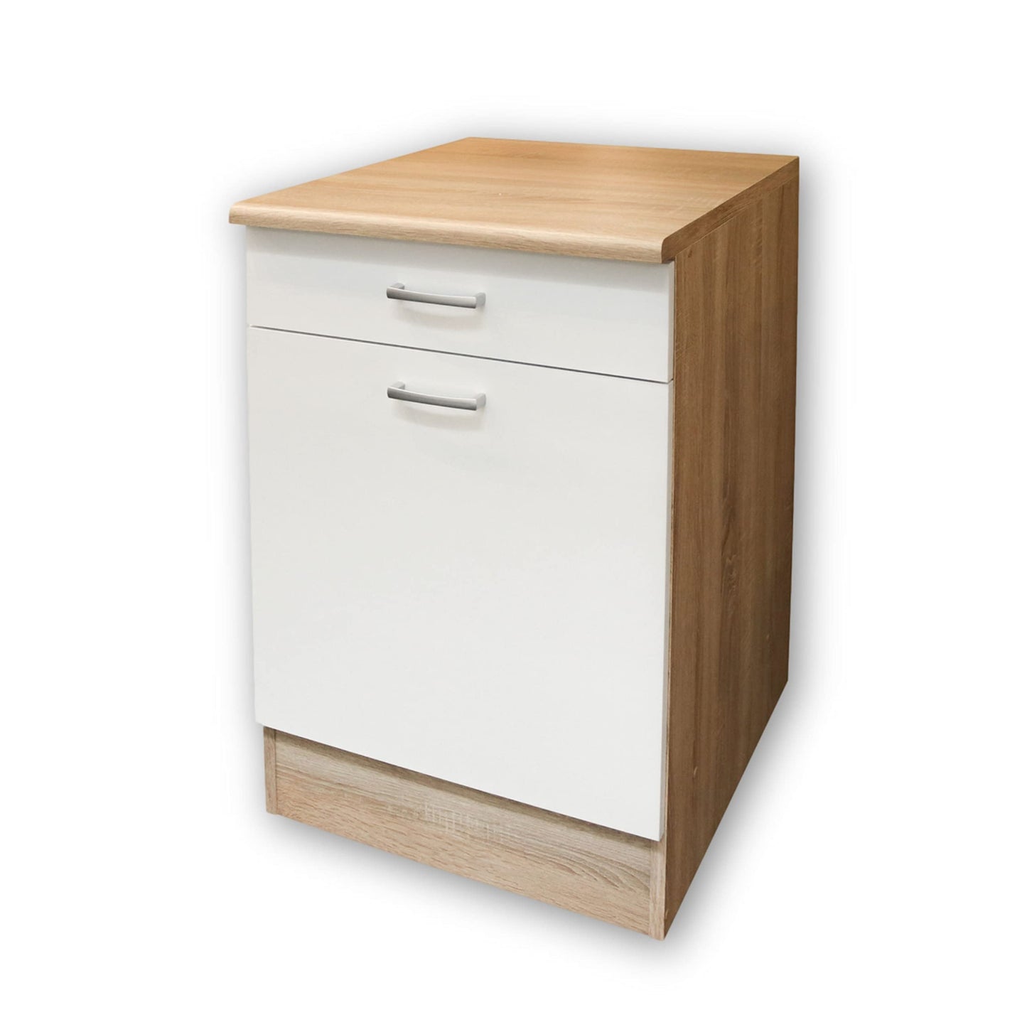 Stella Trading ANDY Modern Kitchen Unit without Electrical Appliances, Oak Sonoma Finish, White Matte, Spacious Fitted Kitchen, Plenty of Storage Space, 270 x 195 x 60 cm (W x H x D)