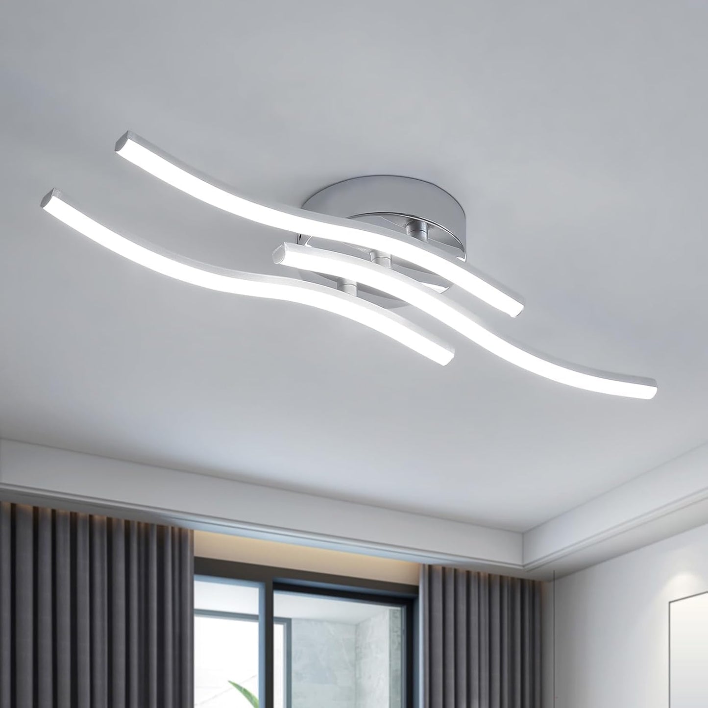 LED Ceiling Light, Kitchen Ceiling Light, Bedroom, 18 W 1620 LM Ceiling Light Living Room, 6500 K Cold White, 3 LEDs, Suitable for Bedroom, Dining Table, Hallway Lamp Ceiling, Balcony, Diameter 54 cm