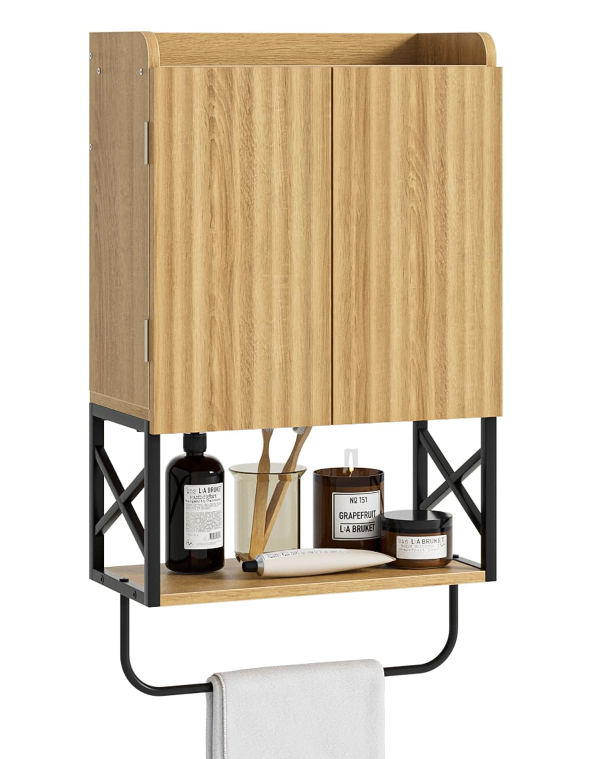 Bathroom Cabinet, Small Medicine Cabinets with Adjustable Shelf and Magnetic Locking Doors, Wall Mounted Hanging Cabinet for Bathroom/Laundry, White