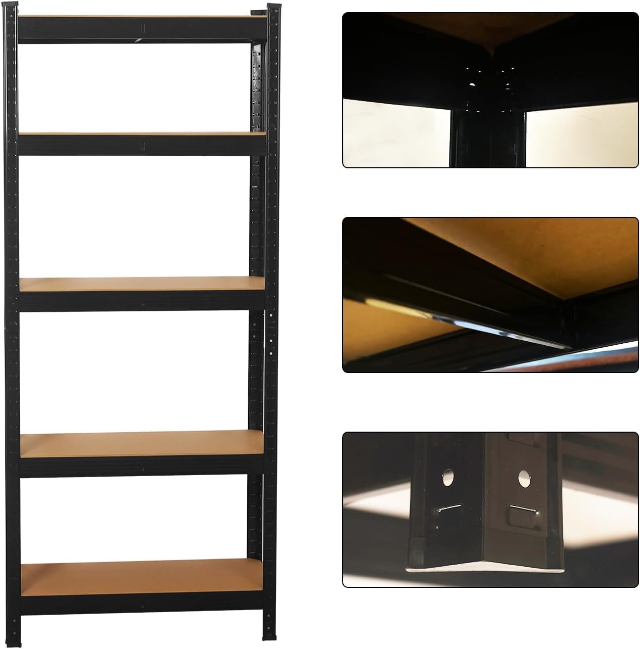 SIGNZWORLD Premium Heavy Duty Shelving Unit 150 x 70 x 30 cm, Mounting Material 875 kg Load Capacity, 5 Adjustable Sturdy Shelving MDF Panels for Storage Shelving Basement Shelving Garage Cellar Room