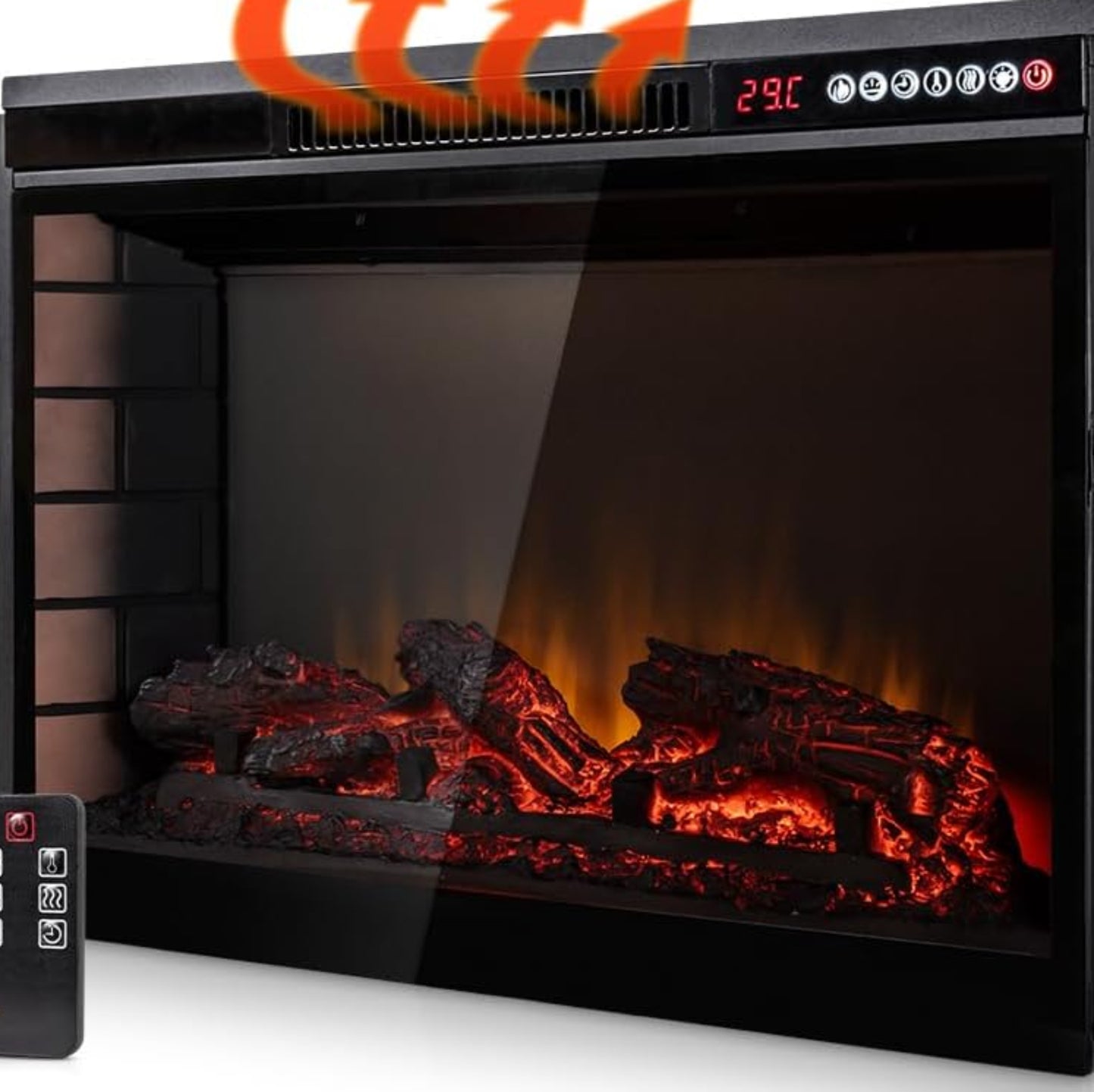 Termofol TF-EF-1325-051 Electric Fireplace - Electric Fireplace - Heating Electric - Electric Fireplace with Heater and Fireplace - Electric Fireplaces - LED Fireplace - Black - 67 x 48.4 x 24.2 cm