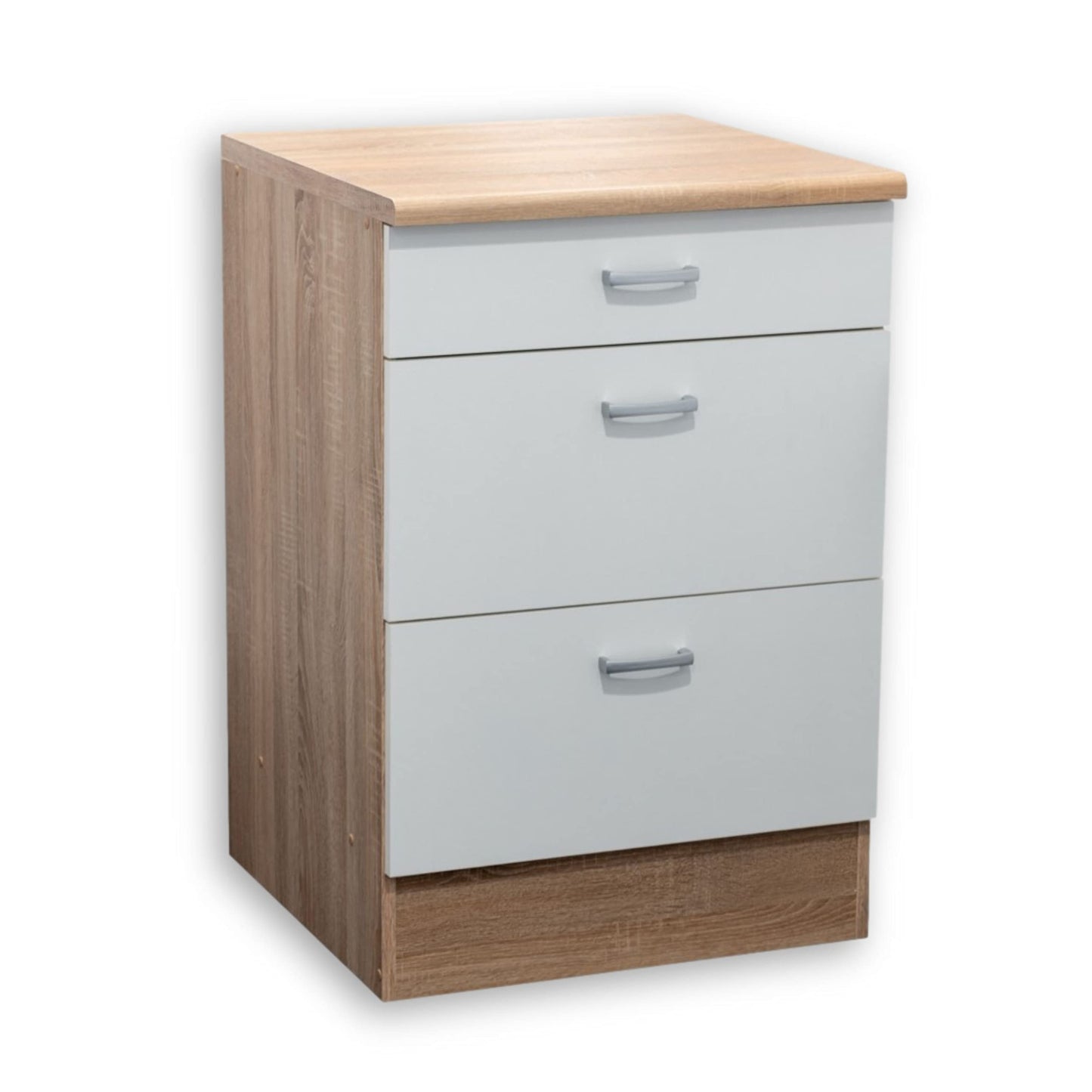 Stella Trading ANDY Modern Kitchen Unit without Electrical Appliances, Oak Sonoma Finish, White Matte, Spacious Fitted Kitchen, Plenty of Storage Space, 270 x 195 x 60 cm (W x H x D)
