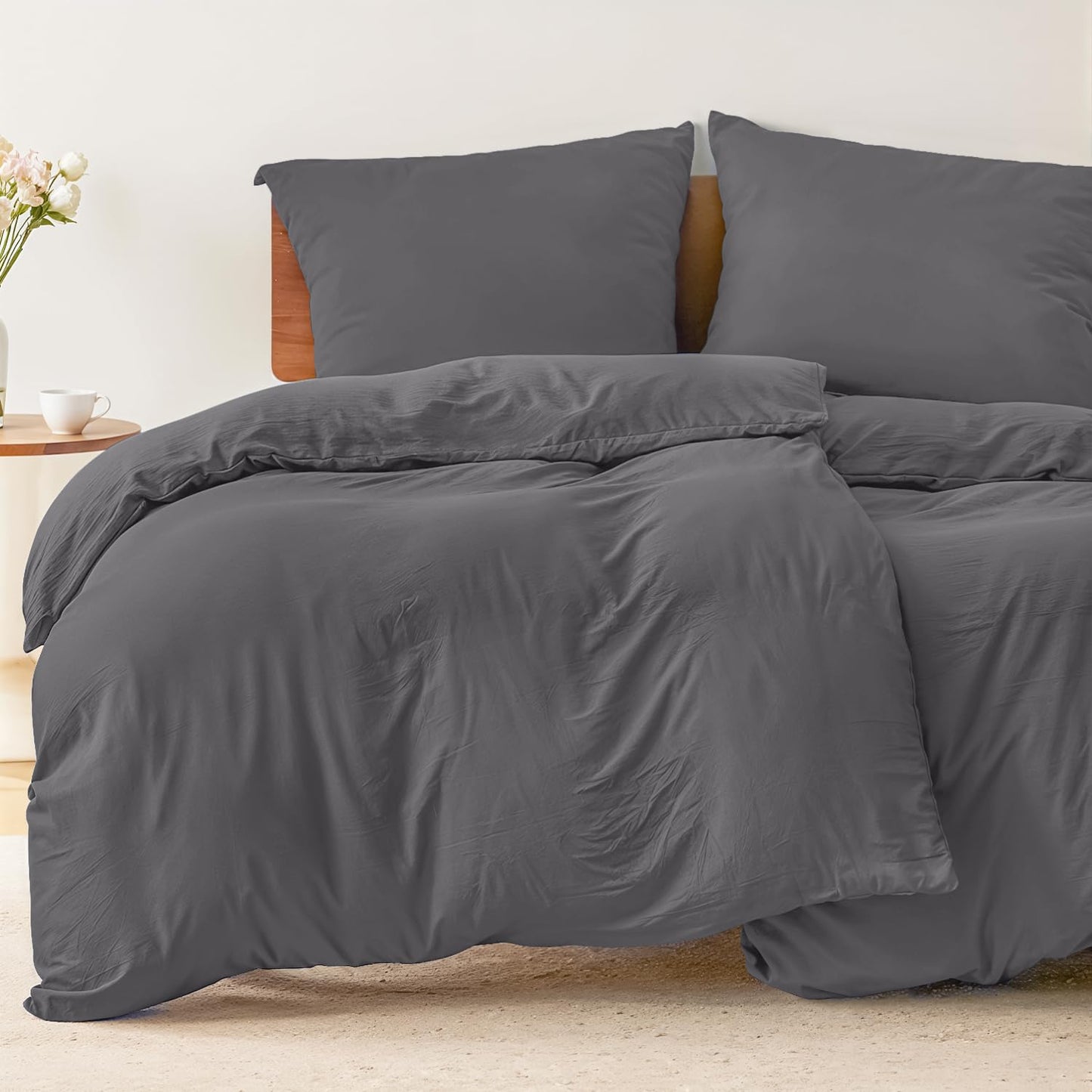 Dreamzie - Bed Linen 155 x 220 cm Set Green - Duvet Cover with 2 Pillowcases 80 x 80 cm - Soft and Easy Care Microfibre - Oeko-Tex