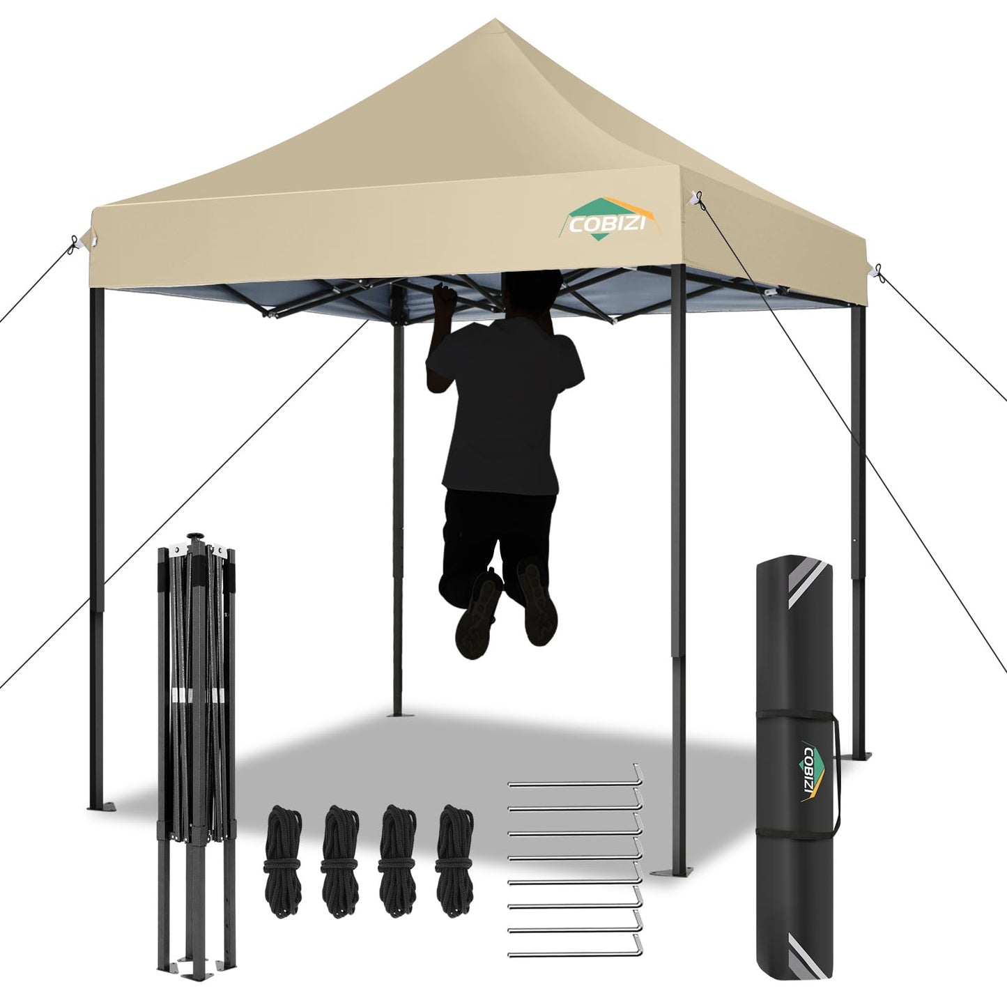 COBIZI Pavillon Faltpavillon 3x3 wasserdicht stabil Winterfest,Outdoor faltbar partyzelt，gartenpavillon mit 4 Seitenteilen und 4 Sandsack und Laufradtasche, Schwarz