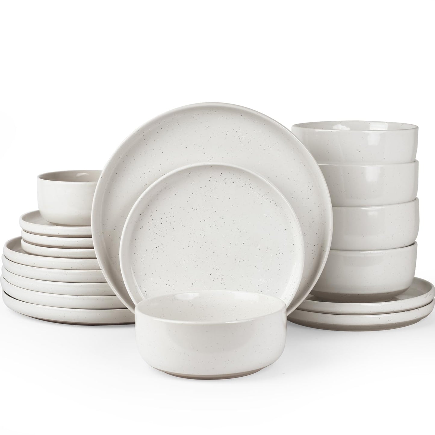 Starlight Crockery Set, 18-Piece Plate Set, Crockery Set for 6 People, Ribbed Textured Tableware, Microwave & Dishwasher Safe, Anti-Scratch, Reactive Glaze, Matt Black Grey