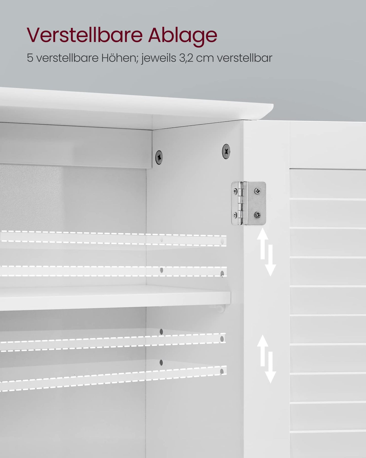 VASAGLE Wall Mounted Bathroom Cabinet, Medicine Cabinet with Height-Adjustable Shelf, Double Door, Open Compartment, 60 x 20 x 70 Cm, Wood, White, BBC27WT