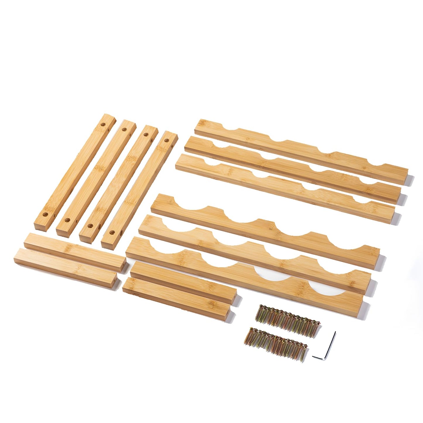 Wine Rack, Small Bottle Rack Storage Holder, Natural Bamboo Bottle Holder, Wine Bottle Shelf for Kitchen, Countertop, Cellar, Bar, Cabinet (2 Tiers, 8 Bottles)