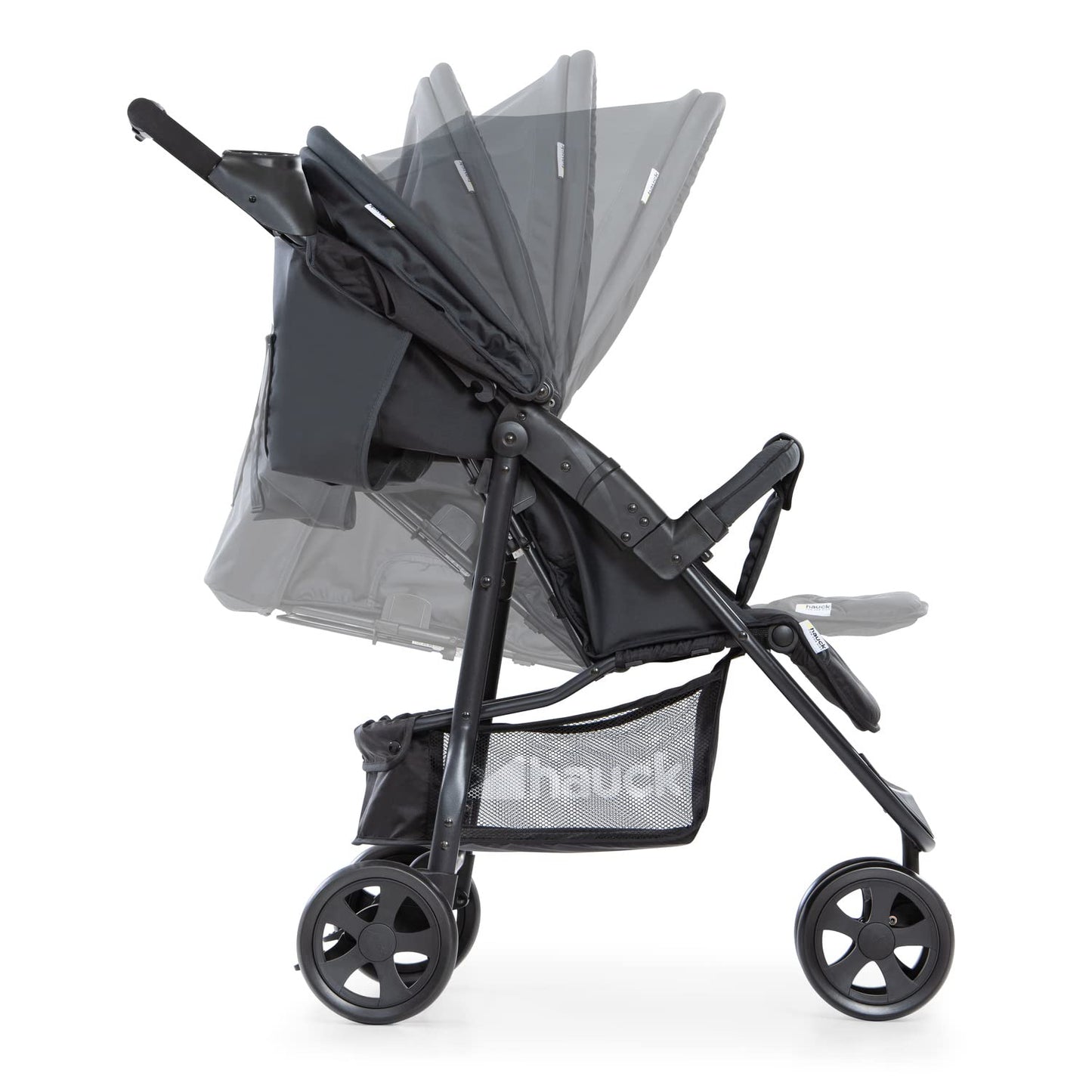 hauck Citi Neo II, Caviar/Stone - 3 Wheeled Pushchair with Raincover, Cup Holder & Tray, Lightweight (only 7.5 kg), Compact & One Hand Folding, XL Basket, from Birth up to 22 kg