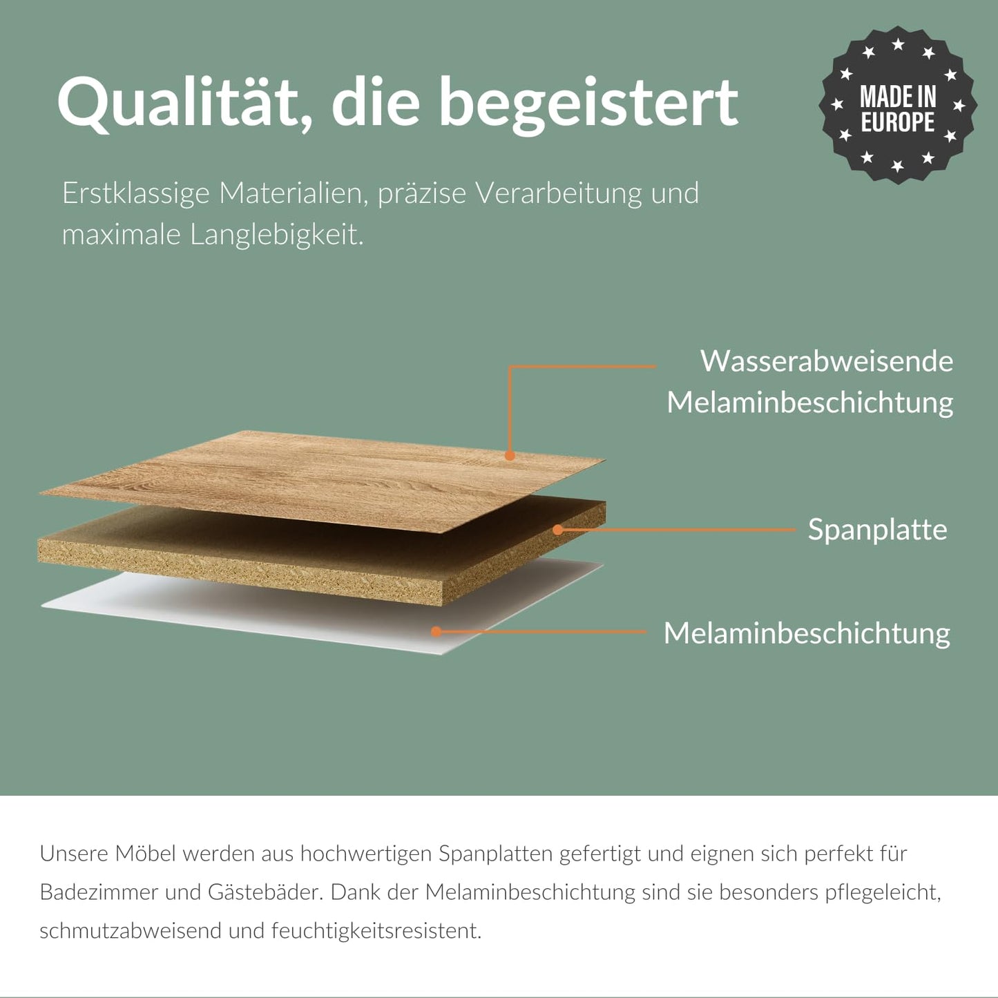 Planetmöbel EDA 80 cm Vanity Unit, Vanity Unit, Bathroom Cabinet for Guest Toilet and Bathroom, Anthracite/Gold Oak