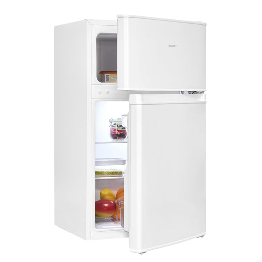 Exquisit KGC590-30-E-040E Fridge Freezer, 85 Litres, Fridge Freezer, 4-Star Freezer, LED Lighting, Compact, Small, White