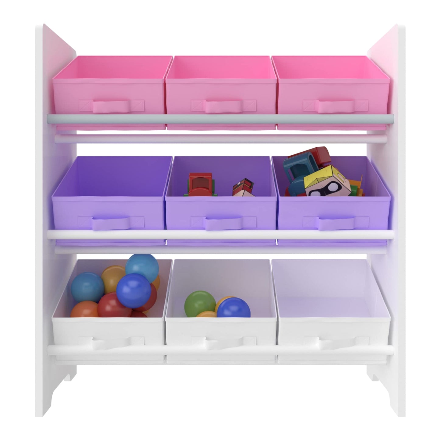 [en.casa] Boiro Children's Shelf, 60 x 62 x 30 cm, Standing with 9 Folding Boxes, Toy Storage Shelf, Ocean Motif
