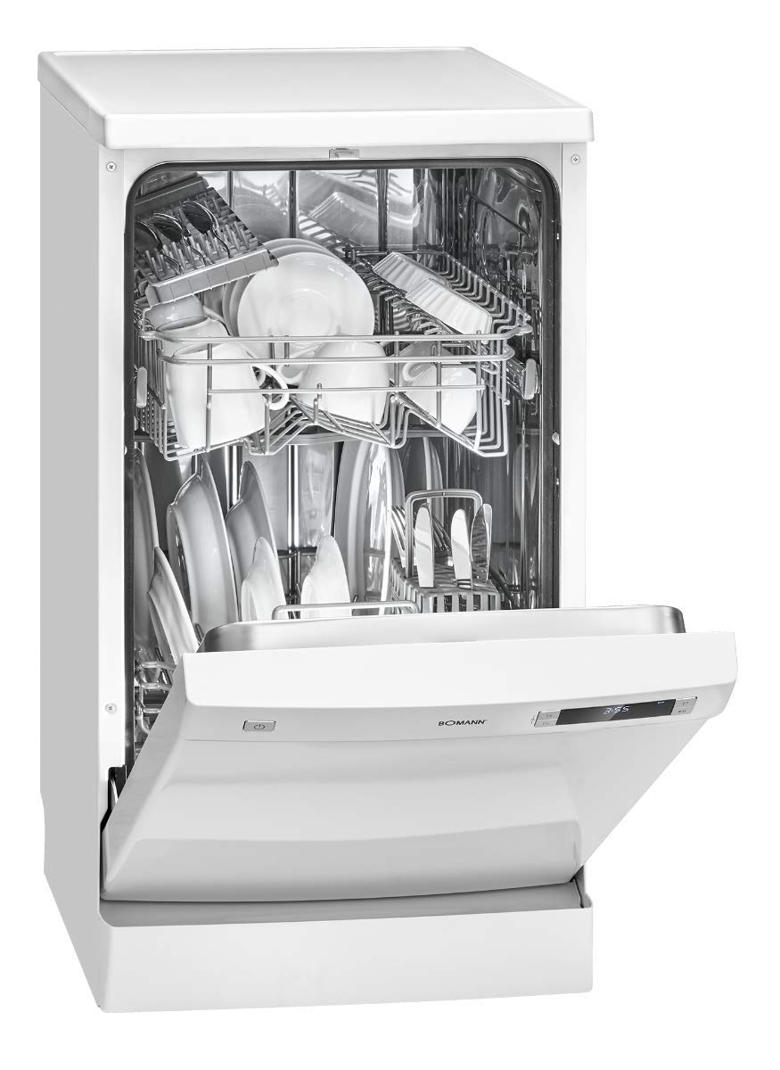 Bomann GSP 7418 Dishwasher, 10 Place Settings, Dishwasher Stand or Substructure, 7 Programmes & 2 Spray Levels, Dishwasher with Start Selection White