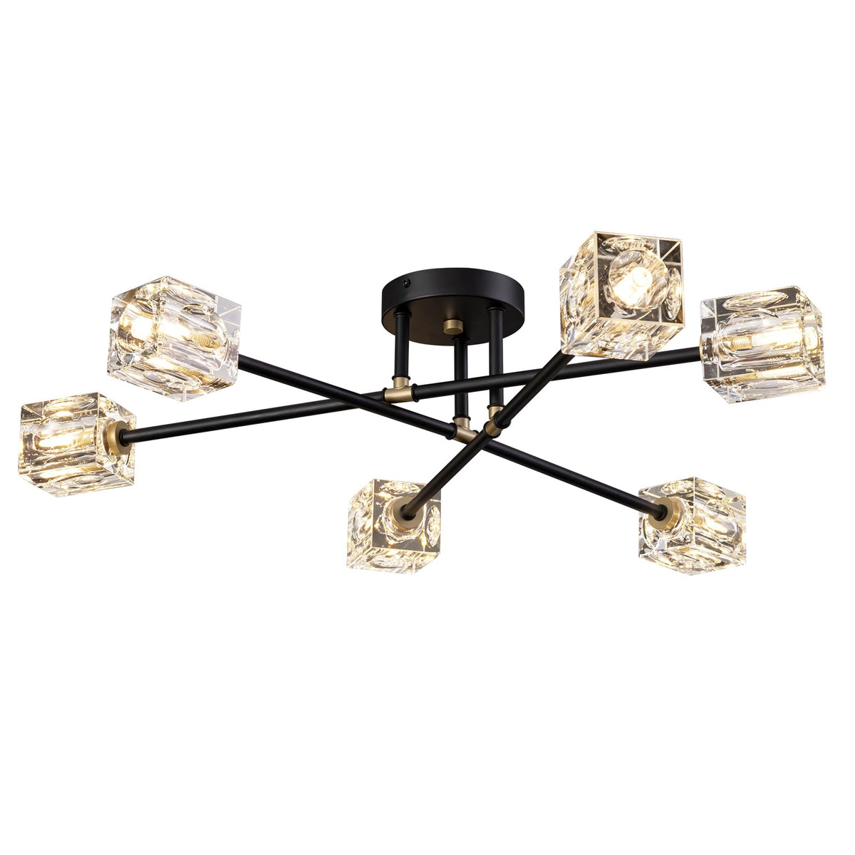 Modern Kistall Semi-Flush Ceiling Light Living Room, 8 Lights, Gold Crystal Chandelier, Semi-Flush Crystal Chandelier, Luxury Ceiling Light for Bedroom, Dining Room