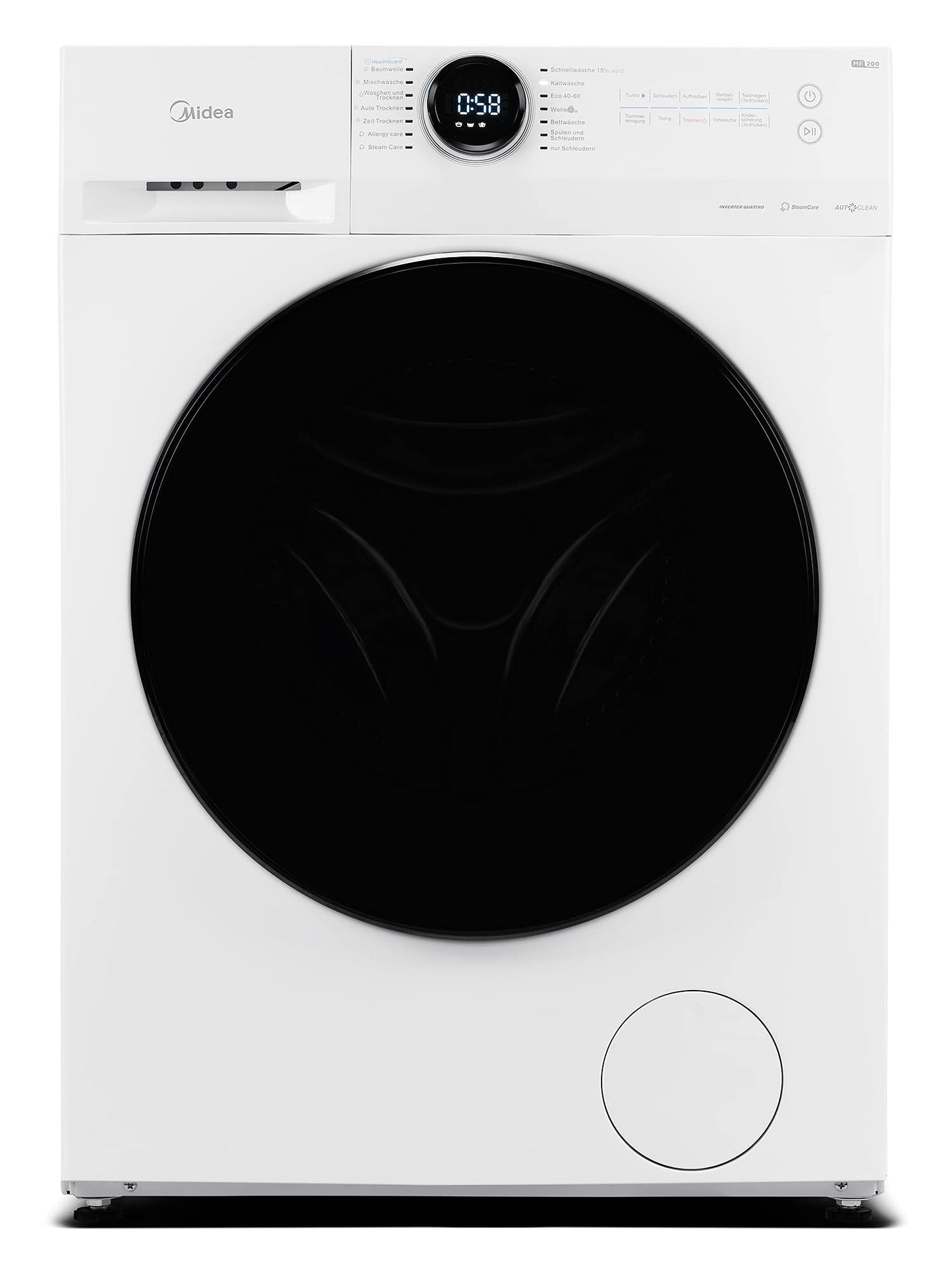 Midea MF200D86WB-14EAS Washer Dryer 8/6 kg Wash/Dry, Inverter Mortor, Refresh, 60 Min. Washing and Drying, Steam Care, Turbo Wash, 48 cm Deep, App Control, AquaStop