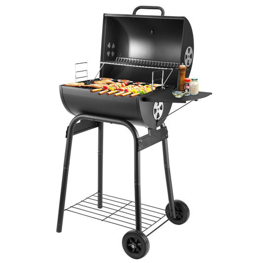 Charcoal Grill Trolley - Charcoal Grill Handle, Grill Grate and Thermometer, Charcoal Grills with Lid | Smoker Grill Charcoal Grill Large BBQ Grill Garden Grill Charcoal Charcoal