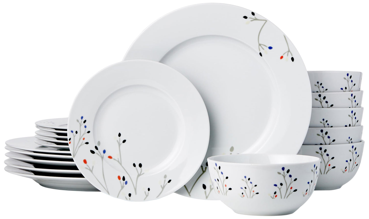 Amazon Basics 18-Piece Tableware Set, for 6 People, Modern Rays