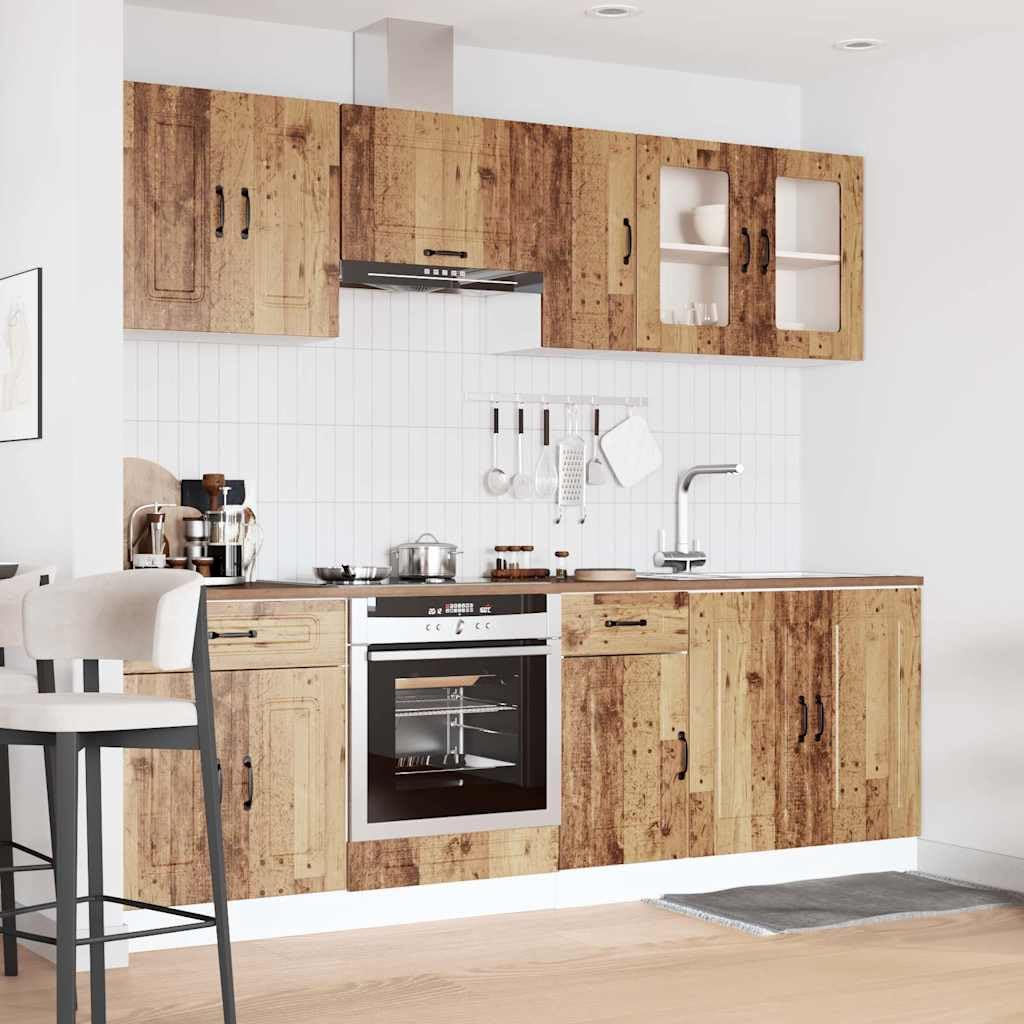 8-Piece Kitchen Cabinet Set, Wood Material, Kitchen Unit, Fitted Kitchen, Cabinet Set, Base Cabinet, Kitchen Cabinet, Wall Cabinet, Black