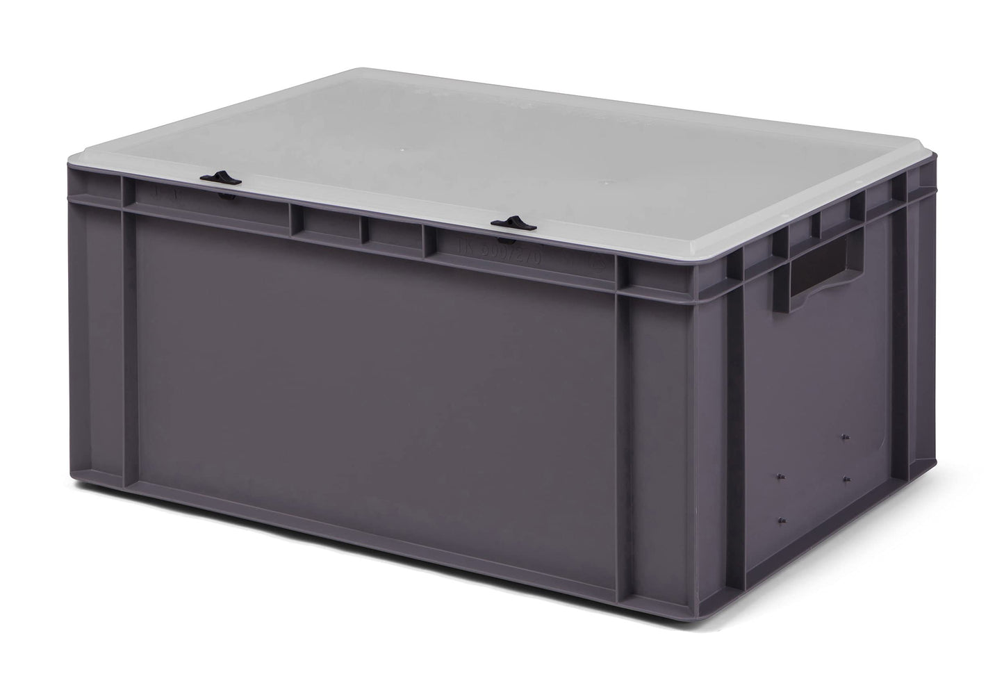 Design Eurobox Stacking Box Storage Container Plastic Box in 5 Colours and 16 Sizes with Transparent Lid (Matte) (Grey, 60 x 40 x 33 cm)