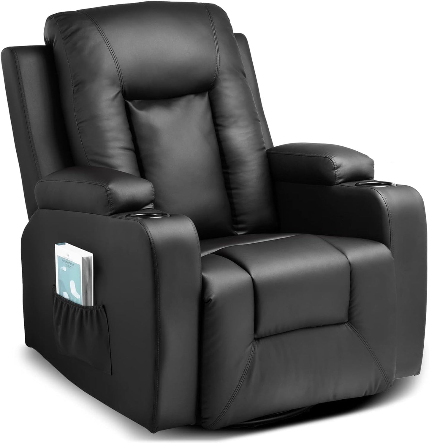 COMHOMA Relaxsessel-Set, Sofa, Sofa-Set aus Kunstleder, Fernsehsessel Ruhesessel Liegesessel mit Liege-Funktion Polstersessel Schlafsessel für Wohnzimmer Schlafzimmer Heimkino,Schwarz, 3+2+1