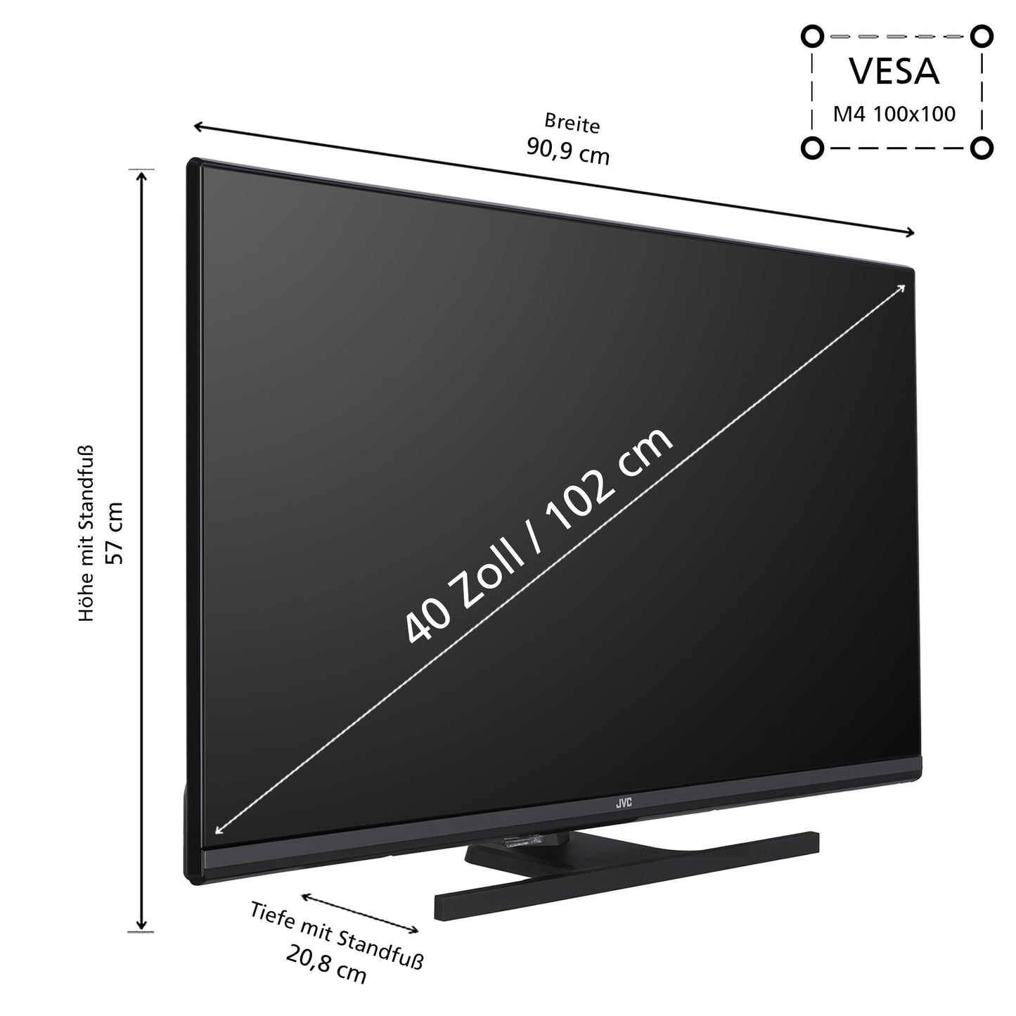 JVC 32 Zoll Fernseher Android TV (HD-Ready Smart TV, HDR, Triple-Tuner, Google Play Store) LT-32VAH3355