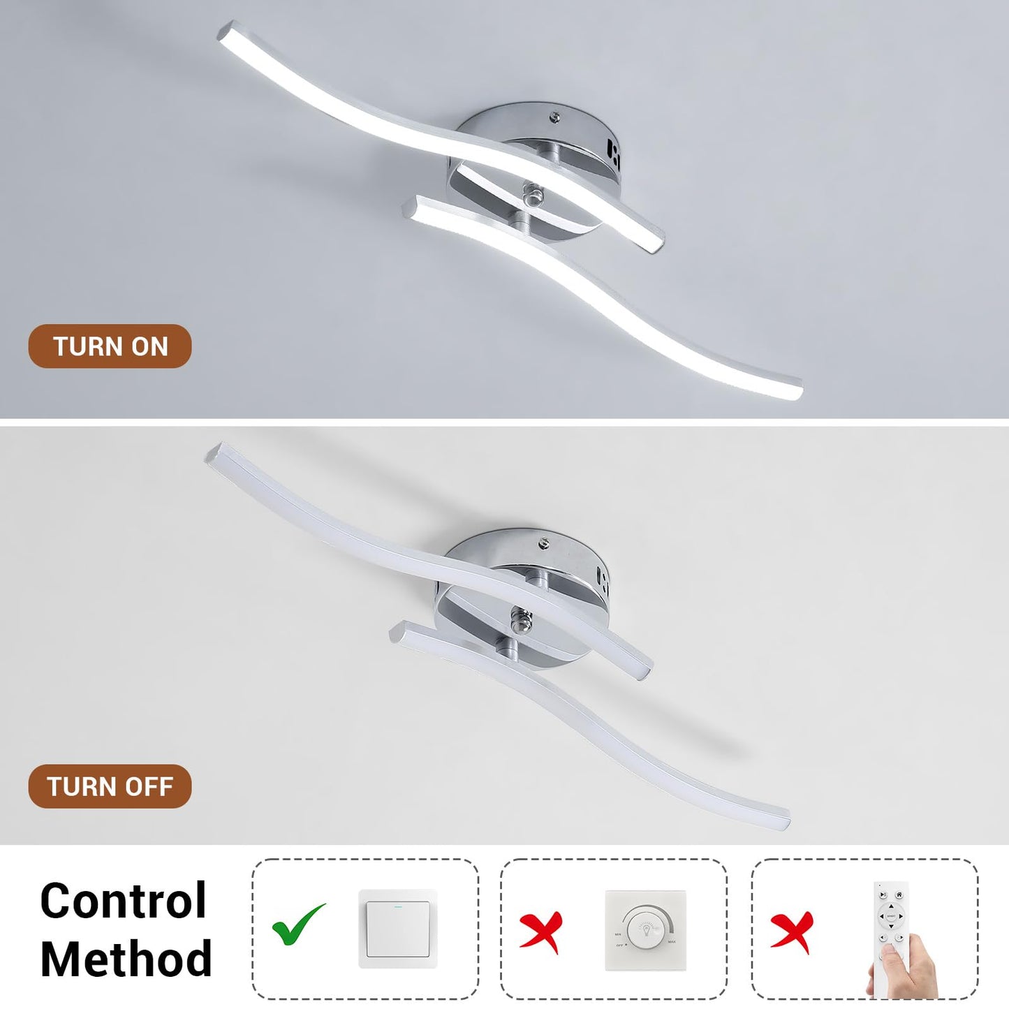 LED Ceiling Light, Kitchen Ceiling Light, Bedroom, 18 W 1620 LM Ceiling Light Living Room, 6500 K Cold White, 3 LEDs, Suitable for Bedroom, Dining Table, Hallway Lamp Ceiling, Balcony, Diameter 54 cm