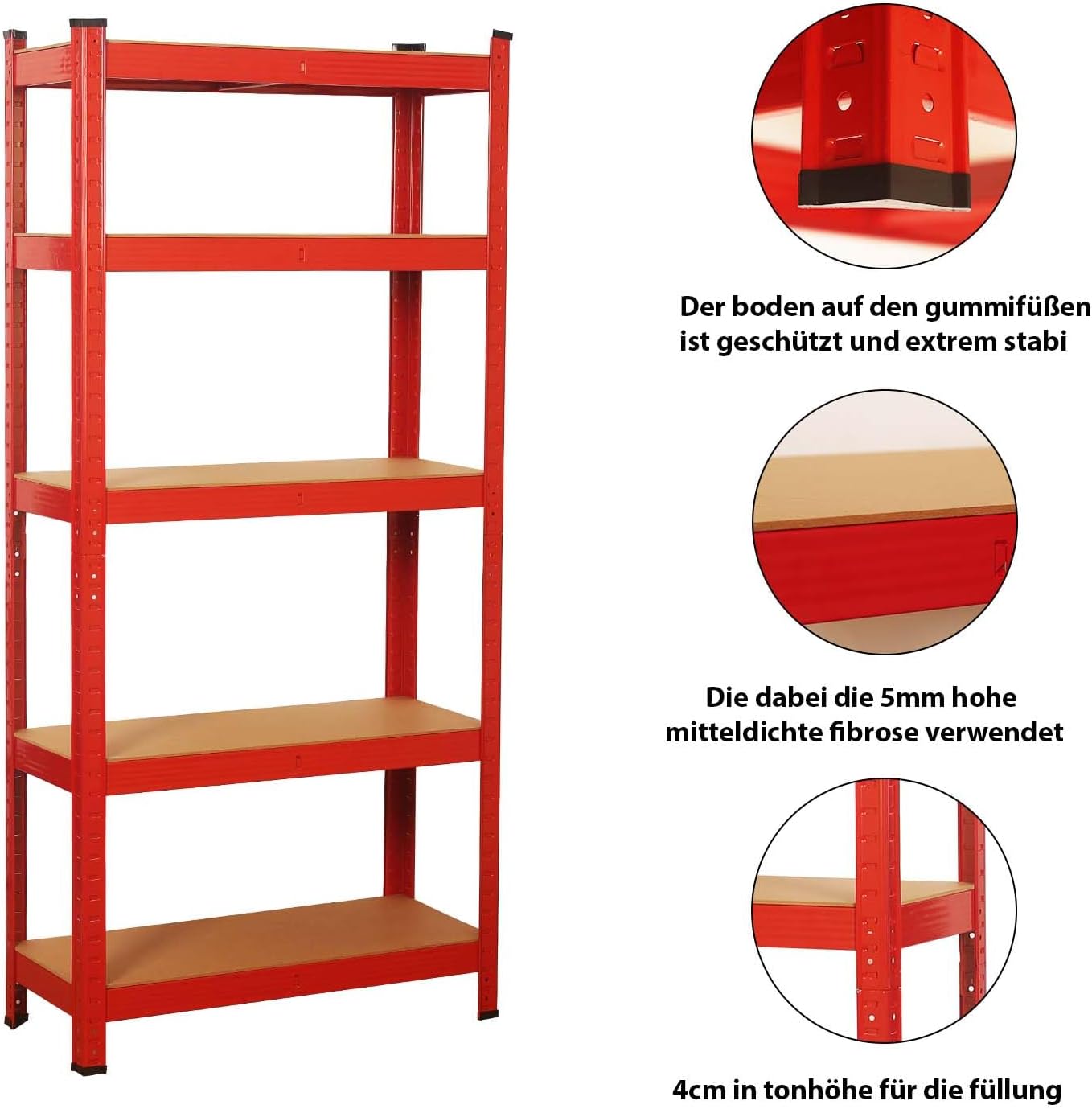 SIGNZWORLD Premium Heavy Duty Shelving Unit 150 x 70 x 30 cm, Mounting Material 875 kg Load Capacity, 5 Adjustable Sturdy Shelving MDF Panels for Storage Shelving Basement Shelving Garage Cellar Room
