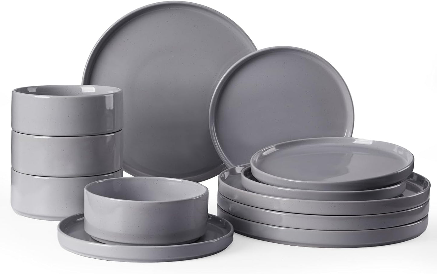 Star 18-Piece Plate Set, Crockery Set for 6 People, Stoneware Crockery Set, Anti-Scratch Dinner Service, Microwave & Dishwasher Safe, Cappuccino White