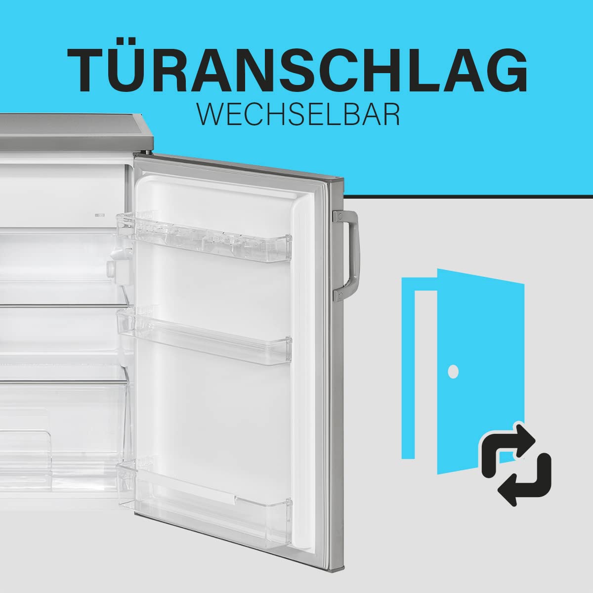 Bomann Kühlschrank mit Gefrierfach | Getränkekühlschrank mit 120L Nutzinhalt und 2 Glasablagen | Türanschlag wechselbar | kleiner Kühlschrank mit stufenloser Temperaturregelung | KS 2194.1 inox