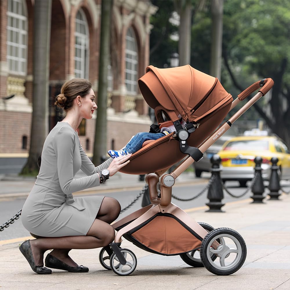 Hot Mom Pardo 3-in-1 Classic Combination Pushchair Model F22 with Aluminium Frame / Solid Rubber Tyres