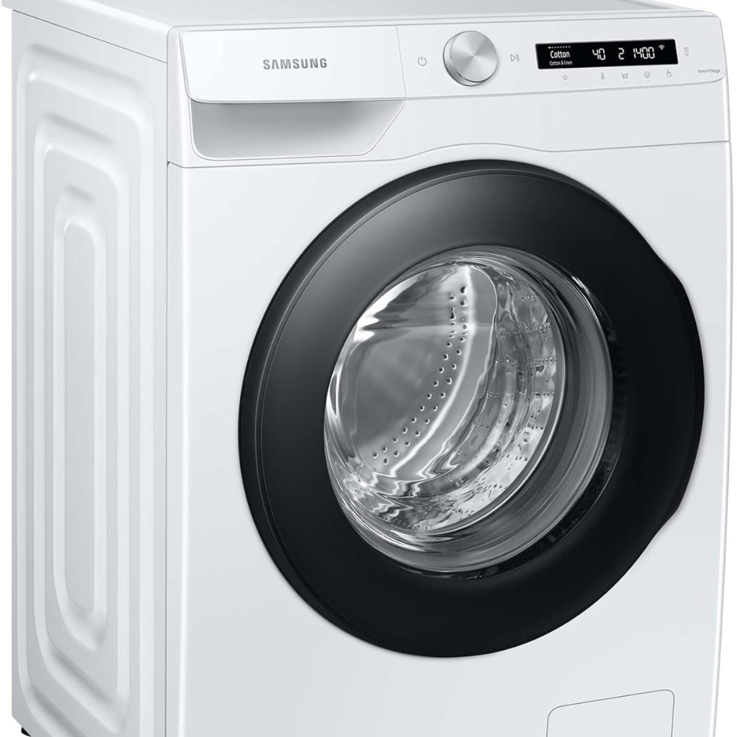 Samsung WW90T504AAWCS2 Washing Machine, 9 kg, 1400 rpm, Extra Energy Saving, Energy Saving, Energy Efficiency Class A (-10%), AI Ecobubble, AI Control, SmartThings App and AI Energy Mode, Hygiene