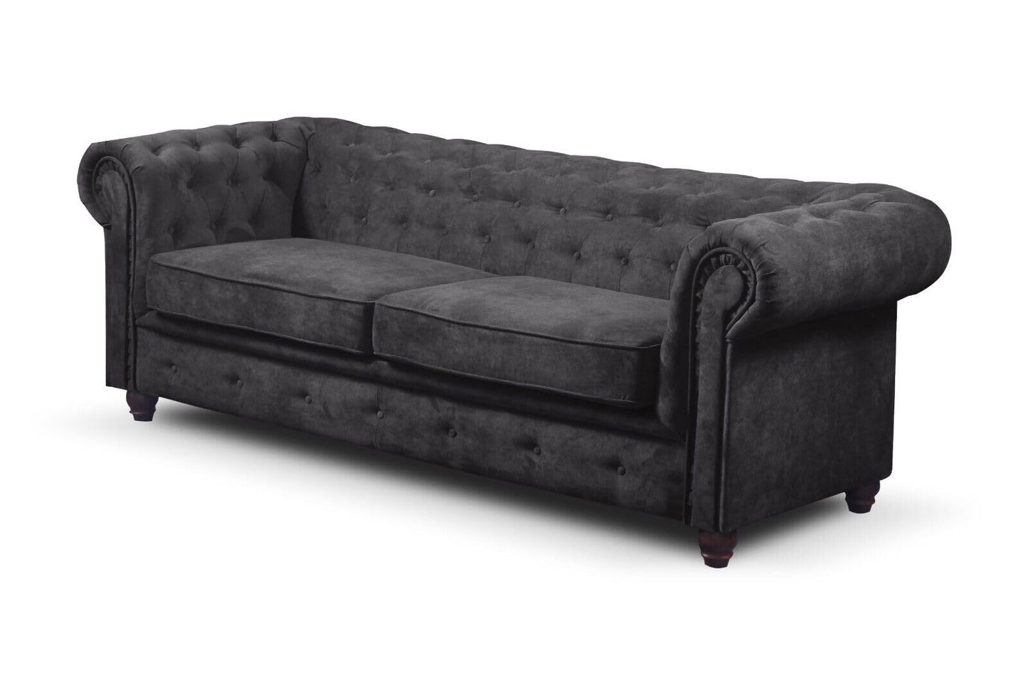 Easy4You Chesterfield Black Set 3-Seater + 2-Seater Sofa Sofas for Living Room Sofa Sets with Wooden Feet Set Sofas & Couches