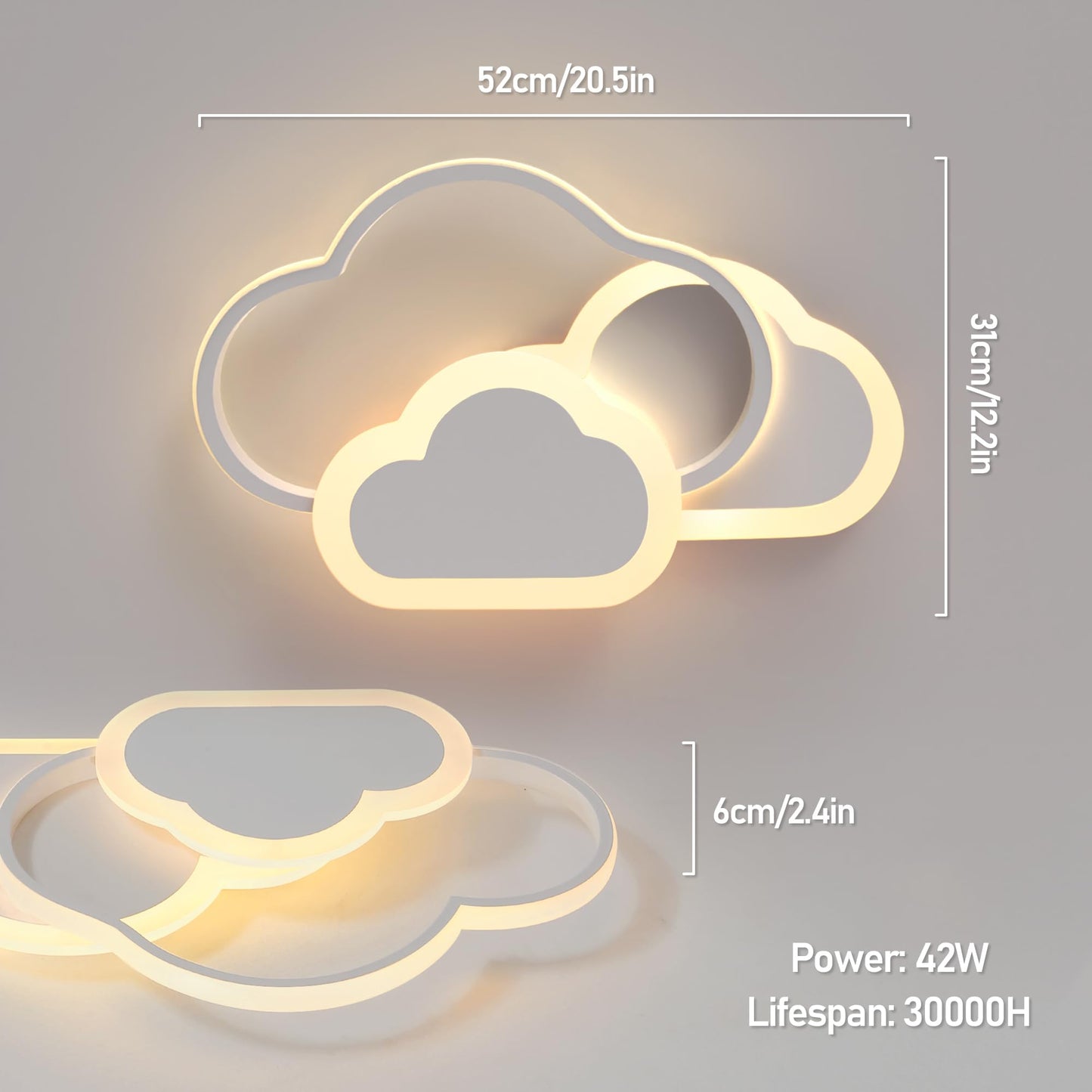 34 cm LED Ceiling Light Bedroom Wooden Children's Room Lamp Ceiling Star Children's Lamp Dimmable Ceiling Lamp for Children Lamp with Remote Control