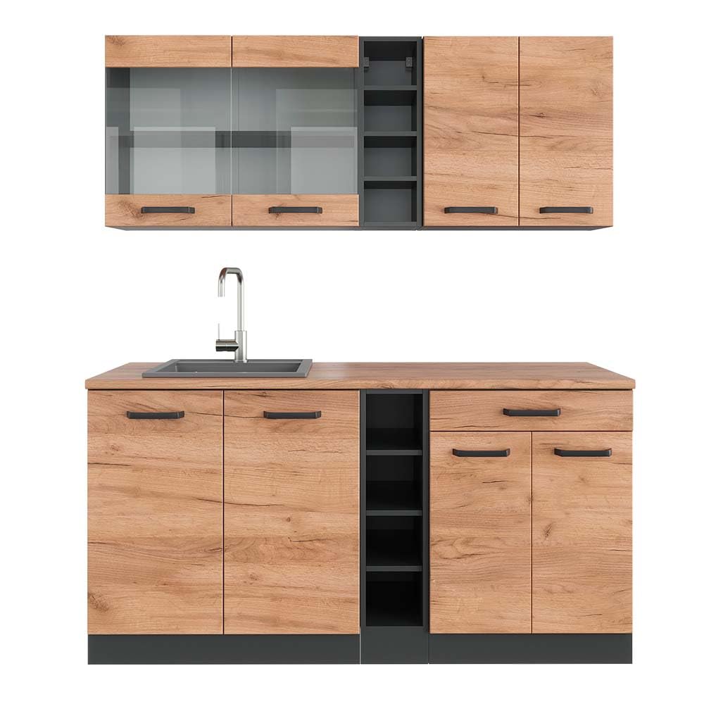 Vicco Single Kitchen R-Line White High Gloss / Anthracite 160 cm without Worktop