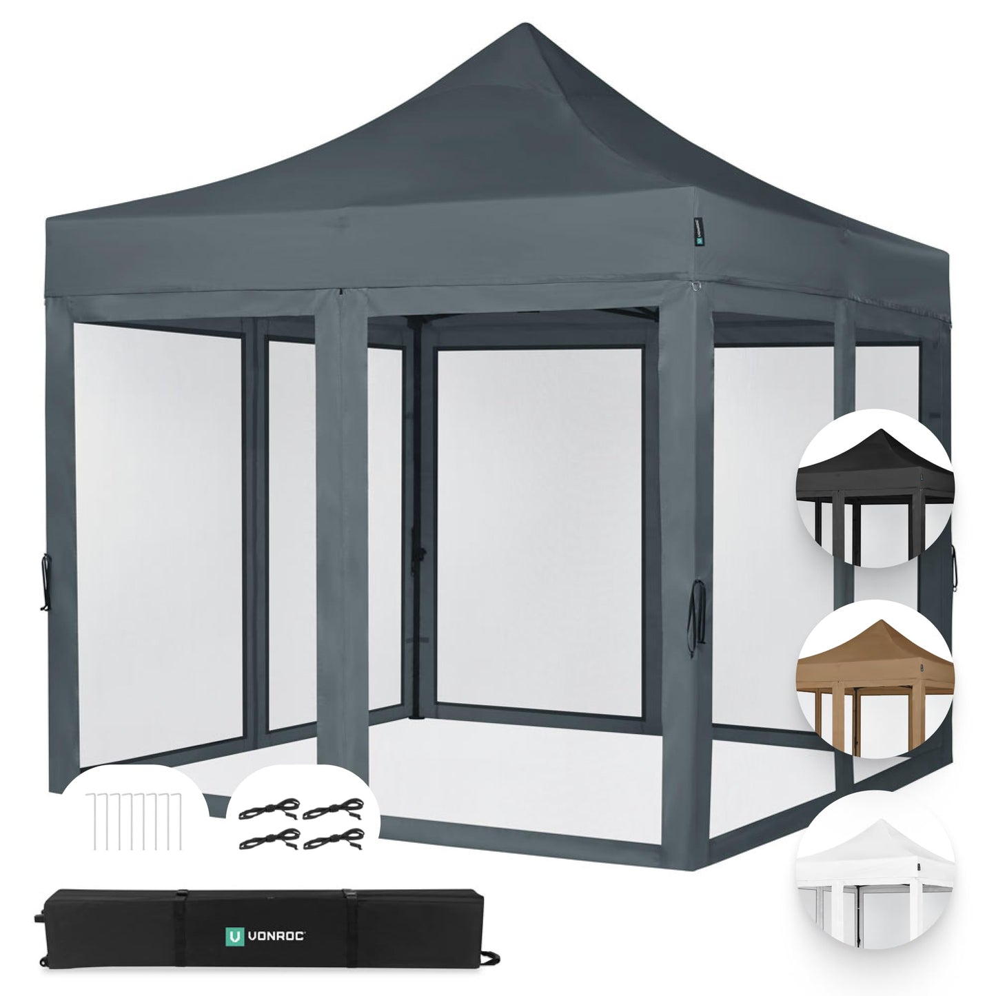VONROC Gazebo 3 x 3 m Waterproof Stable – Party Tent EasyUp System [3Min Assembly] Pop-up Folding Gazebo Modular Expandable as Festival Tent, Garden Gazebo