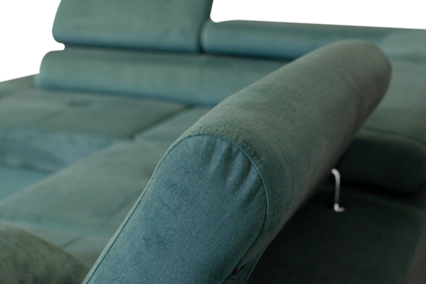 Aller L-Shaped Corner Sofa with Sleep Function and Bed Box in Jasmine, Left Ottoman (Dark Grey)