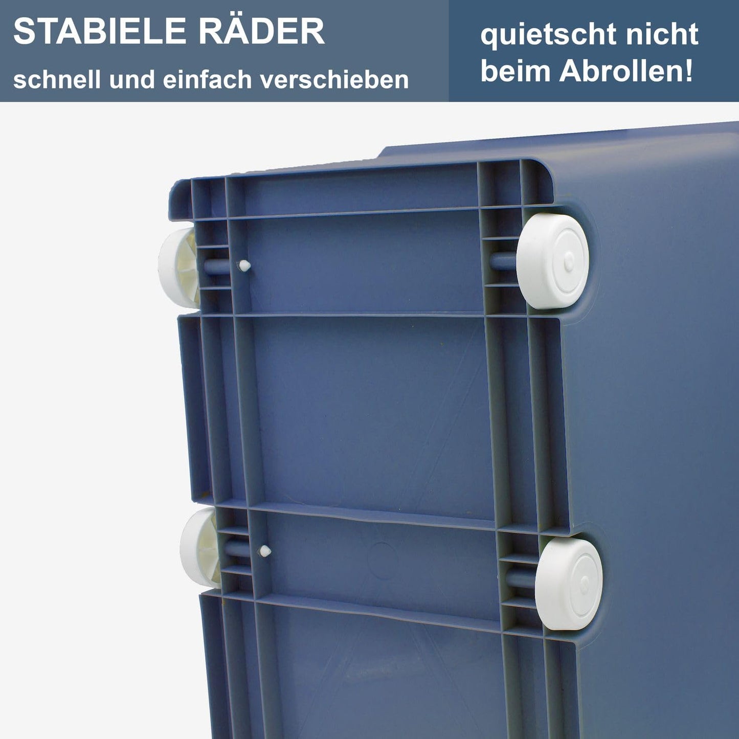 Babykajo 3 Storage Boxes with Lid and Wheels 50 L - Stacking Boxes with Lid Opaque - Plastic Box with Lid for Closing - Boxes Storage with Lid