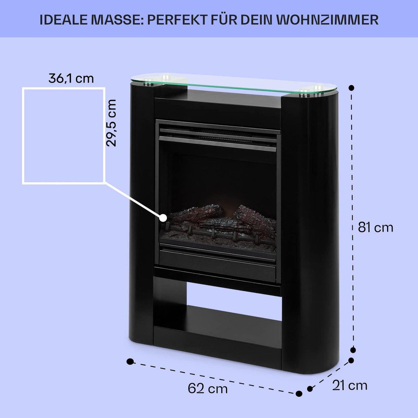 Klarstein Elektrokamin, Elektro Heizungen für Wohnzimmer & Innenräume, Elektrischer Kamin mit LED Flammen, Sparsamer Elektroofen, Heizlüfter mit Timer, Einstellbarer Thermostat, Heizung 1800 W