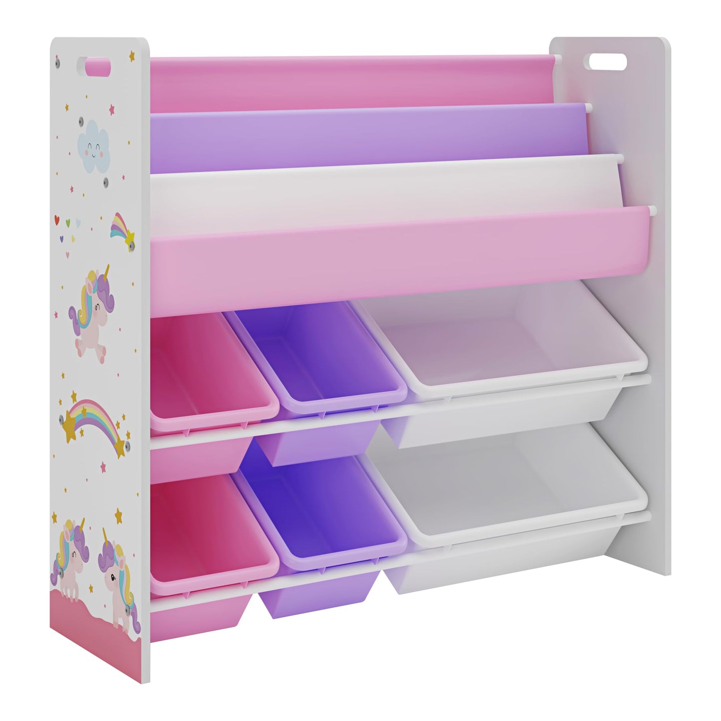 [en.casa] Kinderregal Rødøy Bücherregal für Kinder mit 6 Kisten Spielzeugregal 78 x 86 x 27 cm Spielzeug Aufbewahrung Koala Motiv