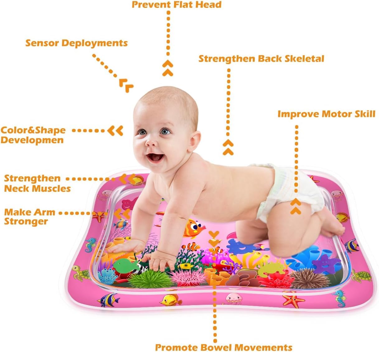 ZMLM Baby Tummy Time Water Mat: Toddler Toy Gift Activity Play Mat Inflatable Sensory Play Mat Babies Belly Time Pat Indoor Small Pad for 3 6 9 Months Newborn Boys