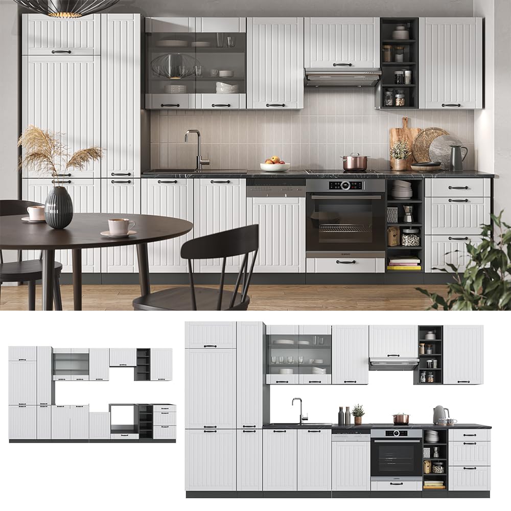 Vicco Kitchen Unit Fame-Line Goldkraft Oak / Anthracite 355 cm without Worktop